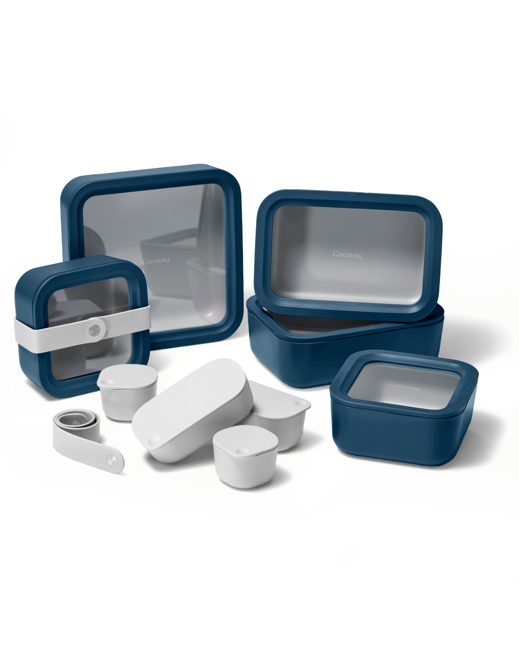 Juego De Recipientes De Vidrio De Alcaravea, 14 Piezas Con Tapas, Azul Marino - Venta Internacional.