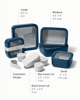 Foto 3 | Juego De Recipientes De Vidrio De Alcaravea, 14 Piezas Con Tapas, Azul Marino - Venta Internacional.