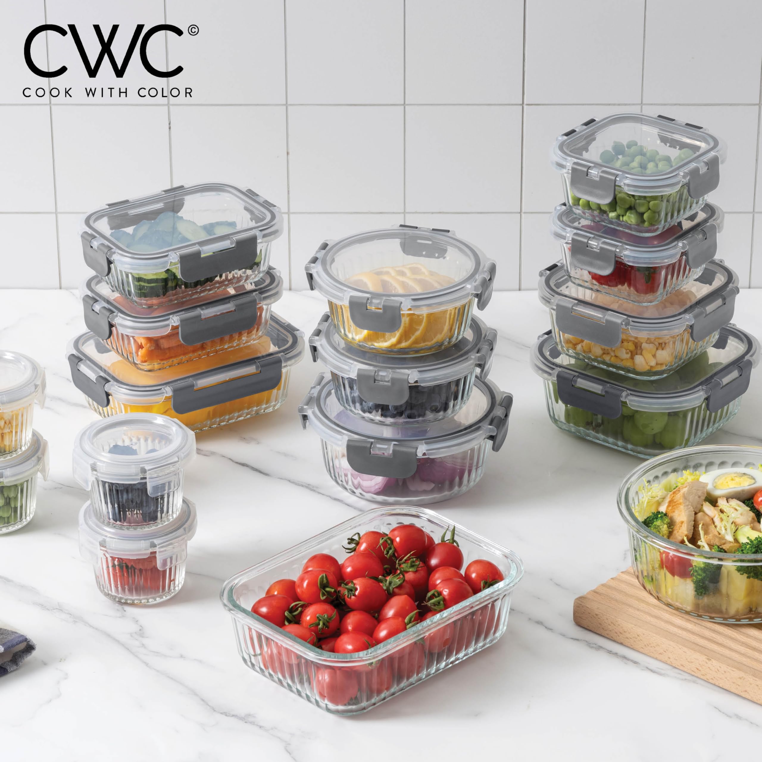 Foto 7 pulgar | Set De Recipientes Para Comida Cook With Color Premium, 32 Unidades Vidrio Borosilicato - Venta Internacional.
