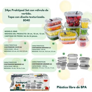 Foto 2 | 24pc Praktipod Set Con Válvula De Vertido 8040 Freshpod