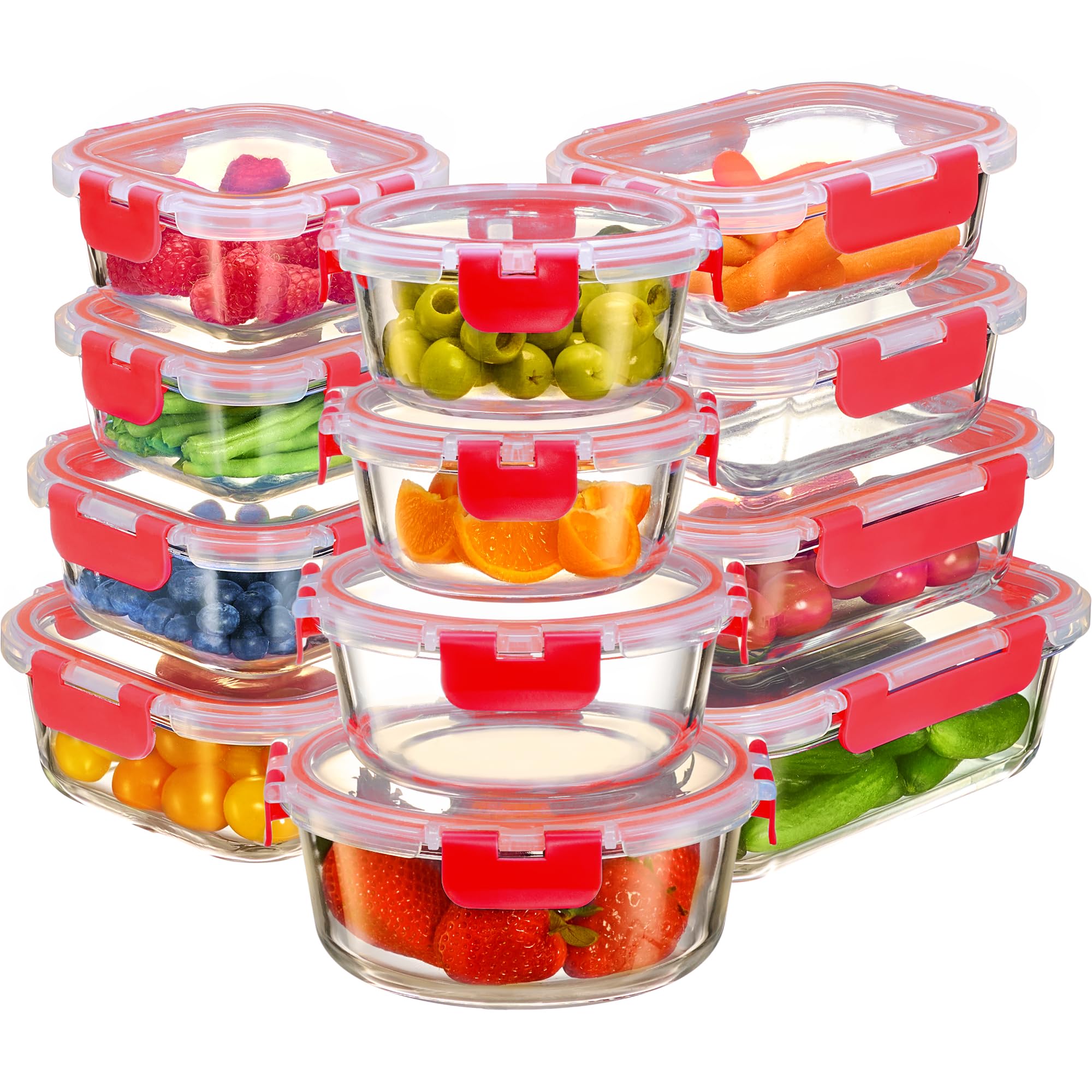 Recipientes De Vidrio Finedine De 24 Piezas Con Tapas De 720 Ml - Venta Internacional.