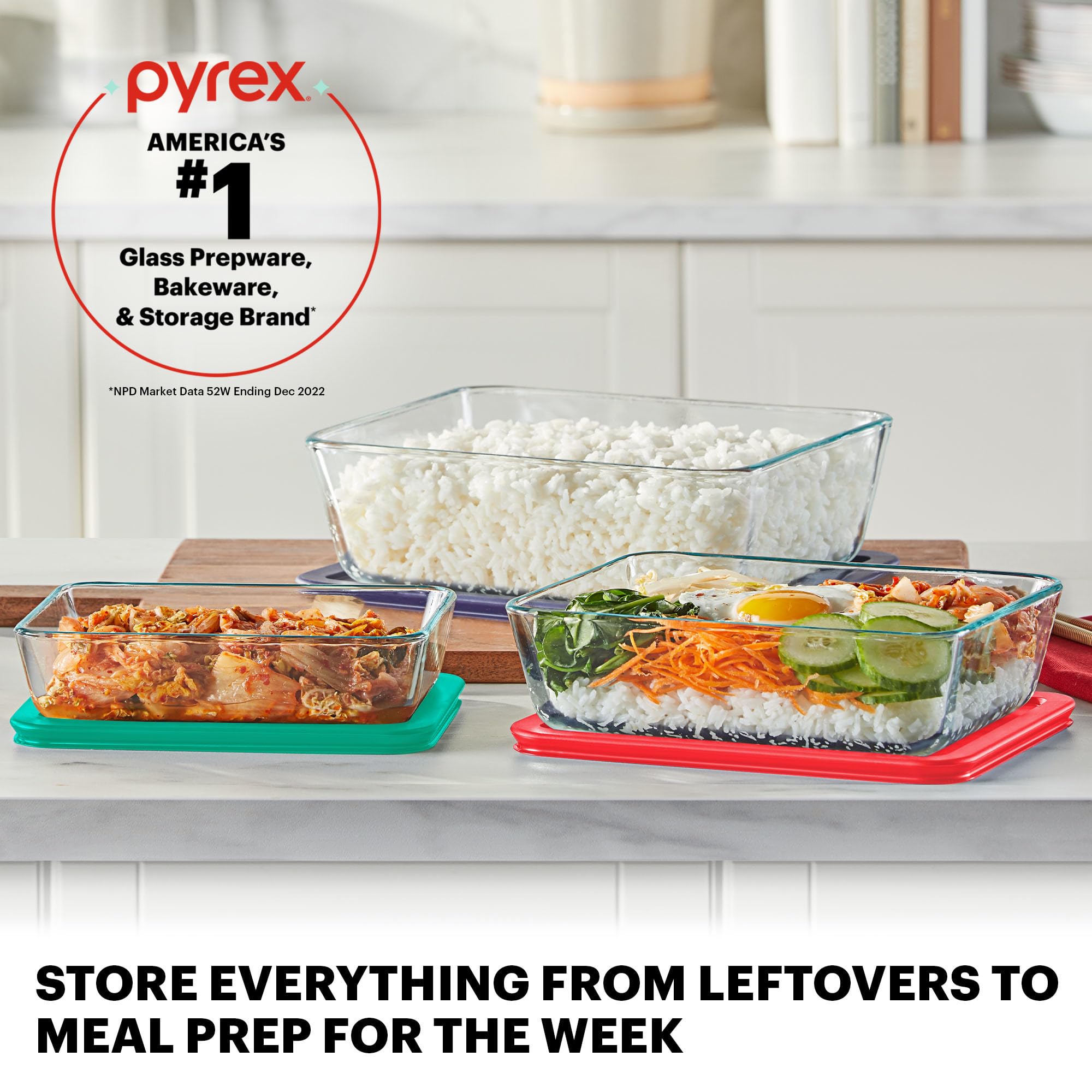 Foto 3 | Set De Almacenamiento De Alimentos Pyrex Simply Store, Paquete De 5 Unidades De Vidrio Sin Bpa - Venta Internacional.