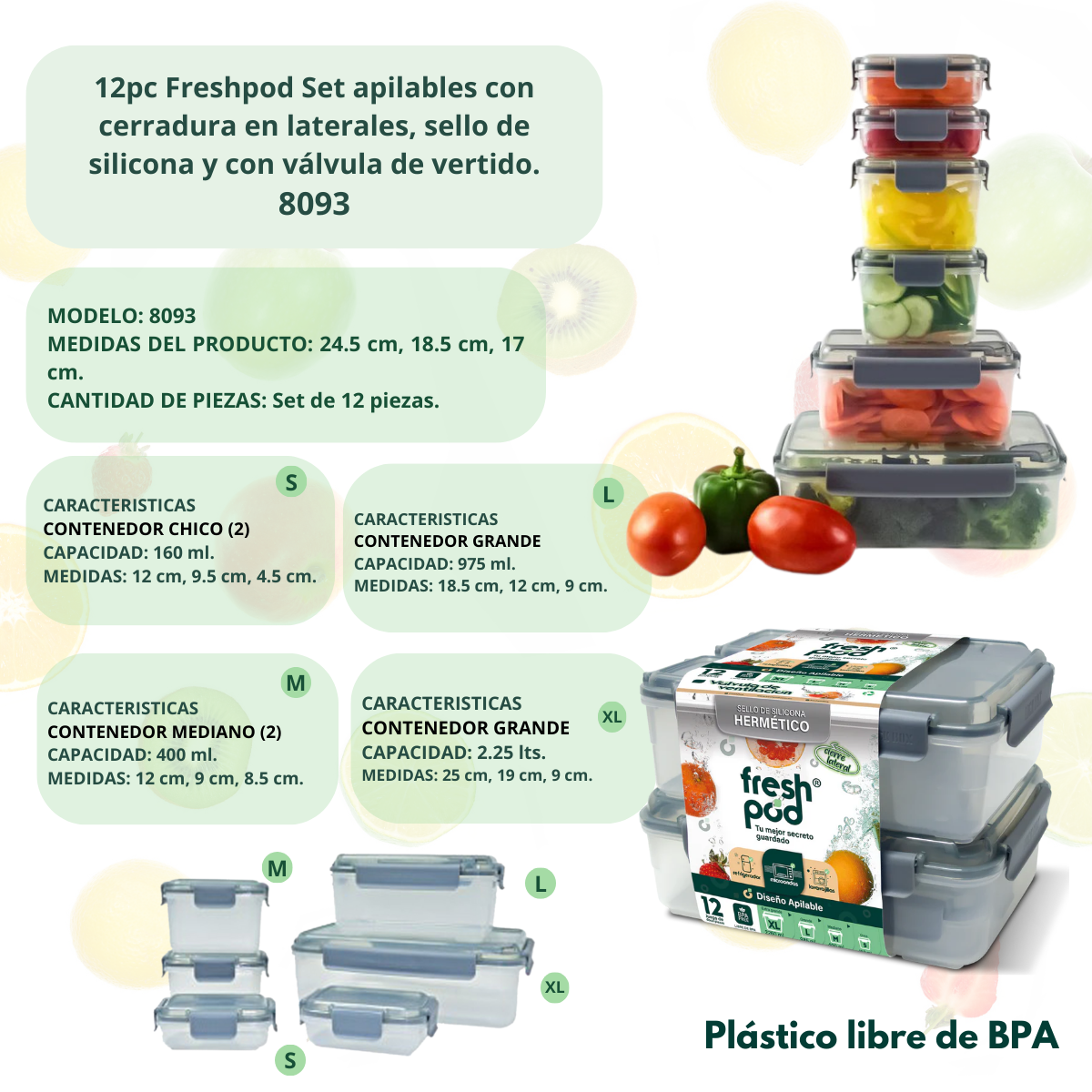 Foto 3 pulgar | Set Freshpod 12pc Con Filtro Y Sello De Silicona 8093