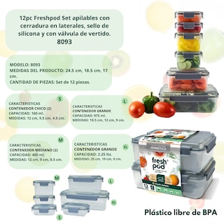 Foto 2 | Set Freshpod 12pc Con Filtro Y Sello De Silicona 8093