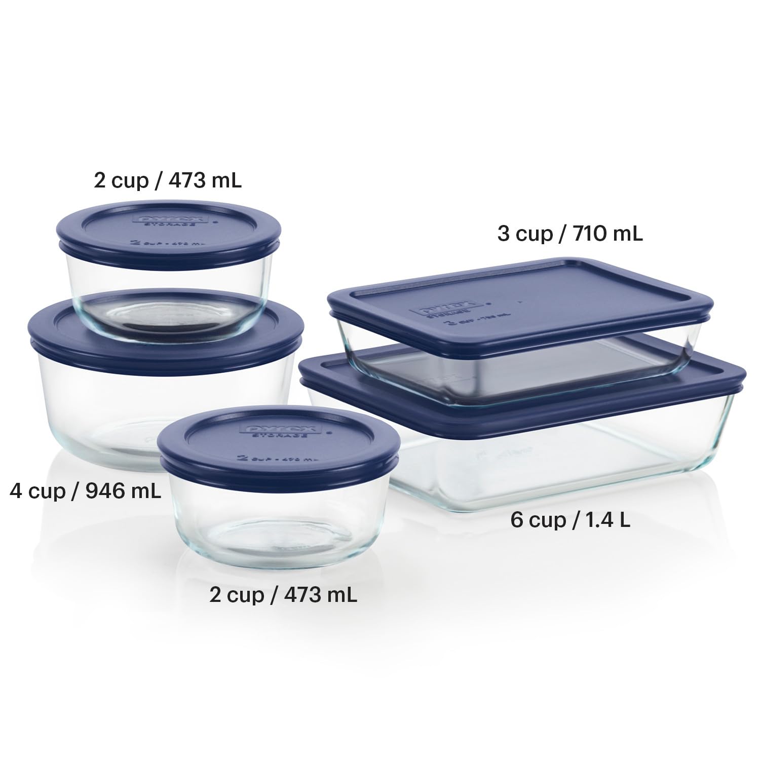 Foto 2 | Set De Almacenamiento De Alimentos Pyrex Simply Store, Paquete De 5 Unidades De Vidrio Sin Bpa - Venta Internacional.