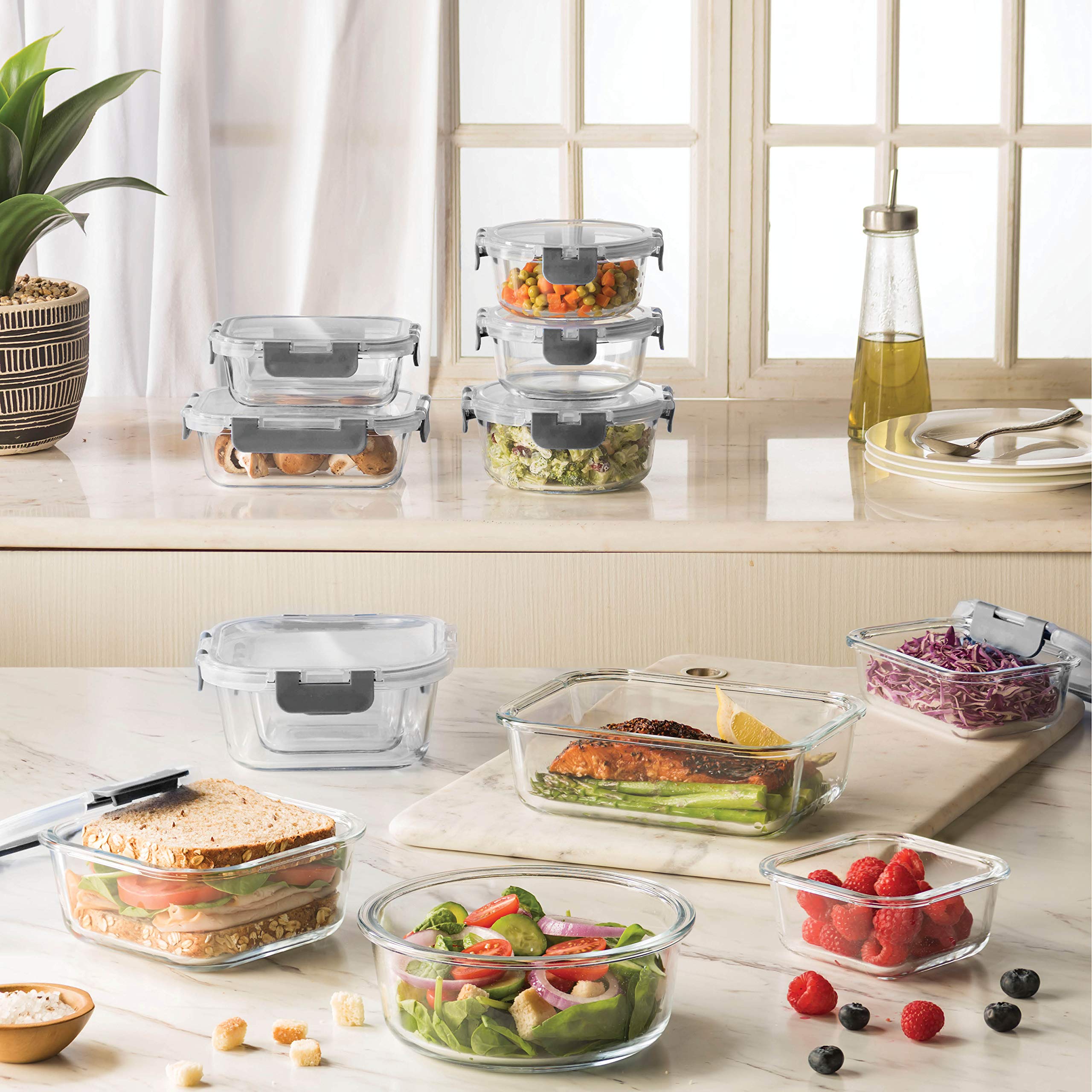 Foto 7 | Recipientes De Vidrio Finedine De 24 Piezas Con Tapas De 720 Ml - Venta Internacional.