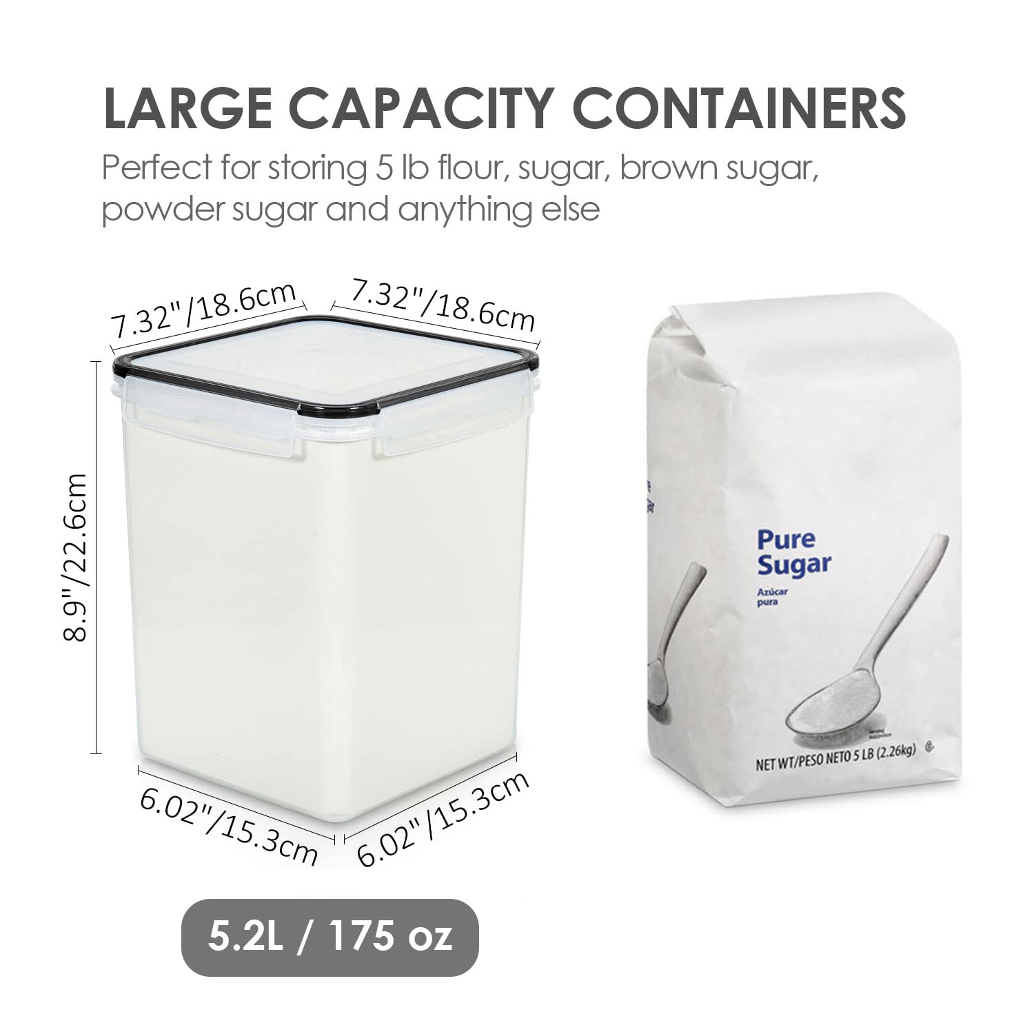 Foto 3 pulgar | Contenedores De Almacenamiento De Alimentos Vtopmart De 5,2 L/175 Oz, 4 Piezas Con Accesorios - Venta Internacional.