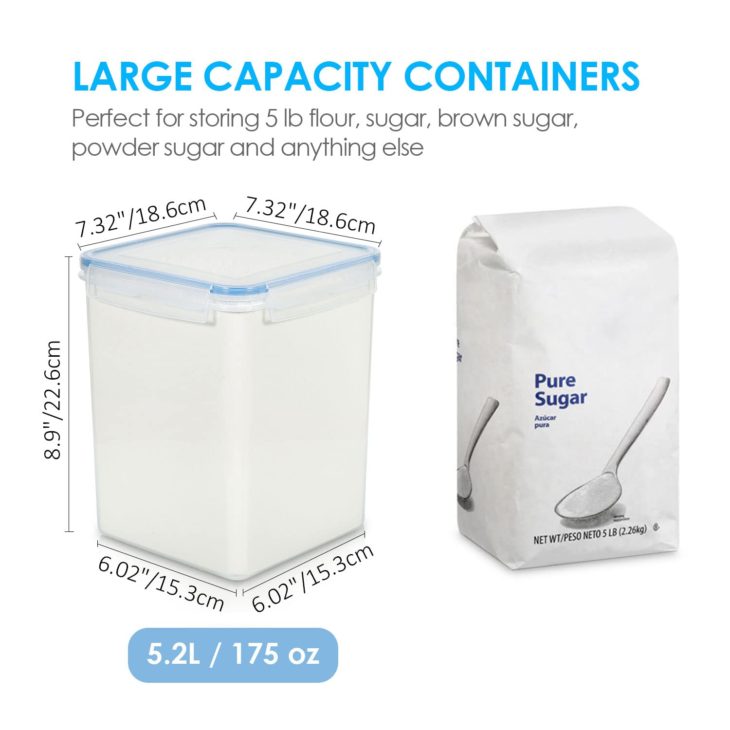 Foto 3 pulgar | Contenedores De Almacenamiento De Alimentos Vtopmart 5.2 L (176 Oz) 4 Piezas Azules - Venta Internacional.