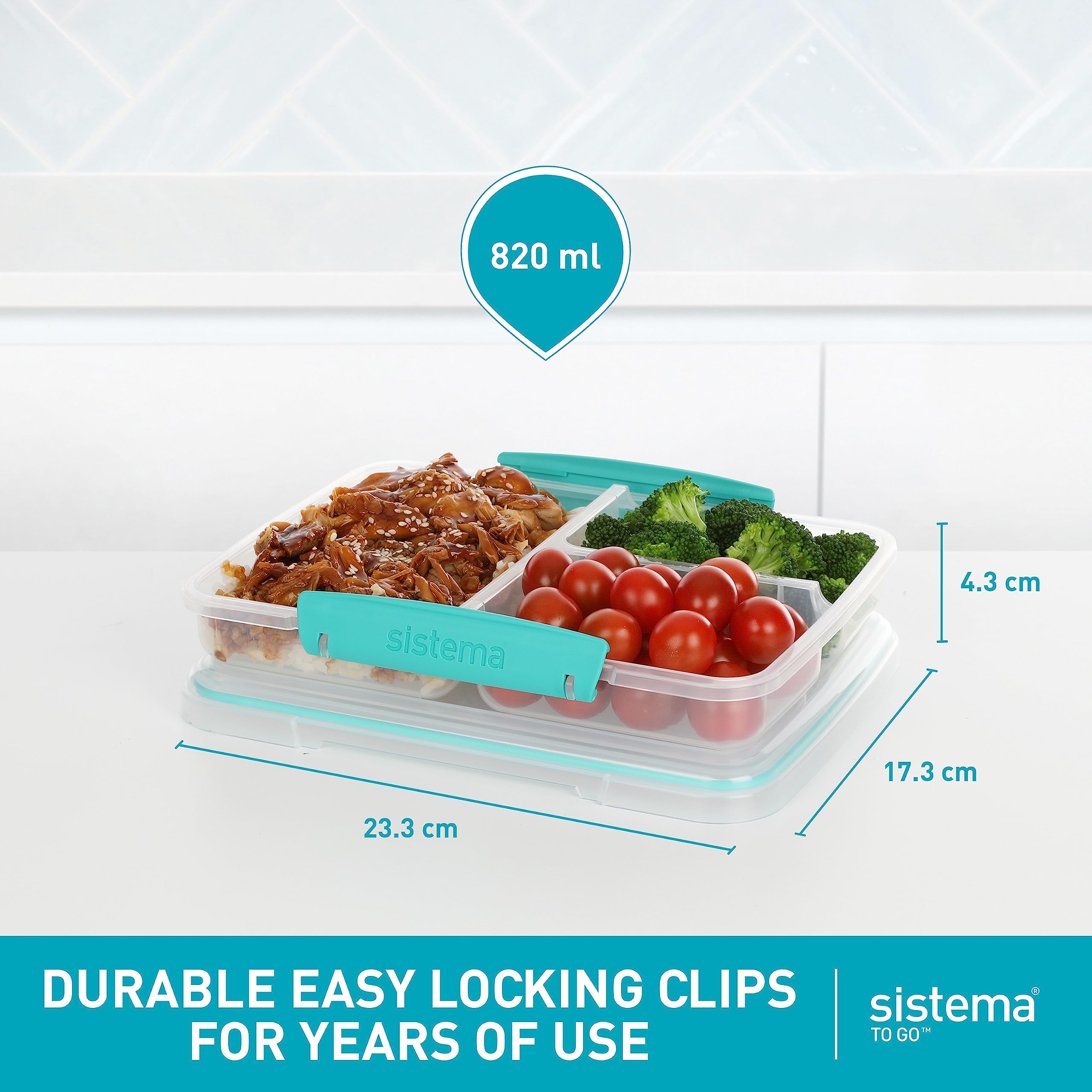 Foto 6 pulgar | Sistema De Contenedores De Almacenamiento De Alimentos, 5 Piezas, 820 Ml, Con 3 Compartimentos - Venta Internacional.