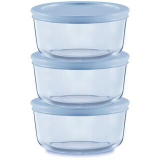 Foto 1 | Juego De Recipientes Para Almacenamiento De Alimentos Pyrex Colors, 2 Tazas (x3), Vidrio Tintado - Venta Internacional.