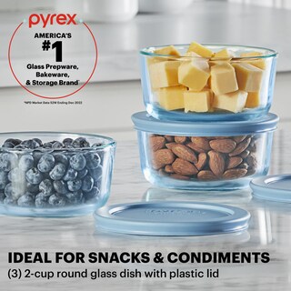 Foto 2 | Juego De Recipientes Para Almacenamiento De Alimentos Pyrex Colors, 2 Tazas (x3), Vidrio Tintado - Venta Internacional.