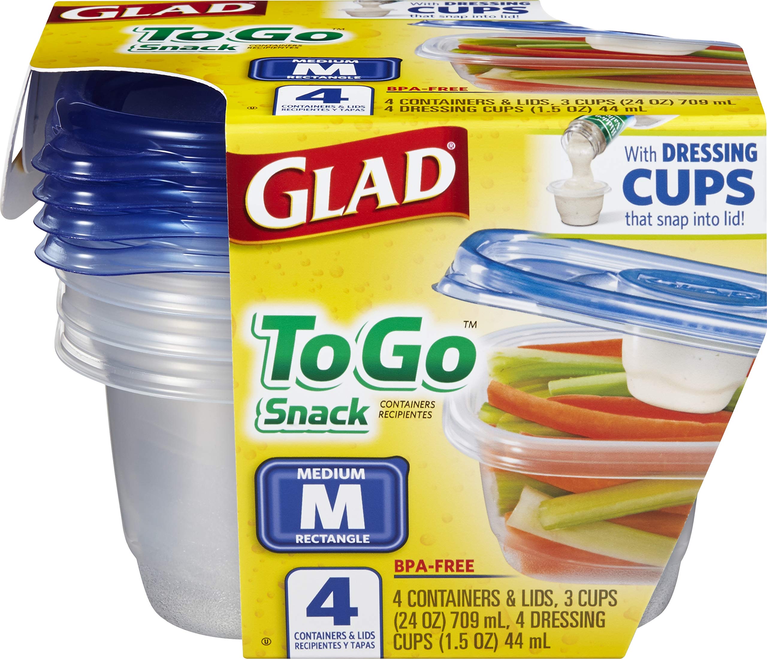 Foto 3 pulgar | Recipientes De Almacenamiento De Alimentos Glad To Go, Tamaño Mediano, 700 Ml, Paquete De 6 - Venta Internacional.