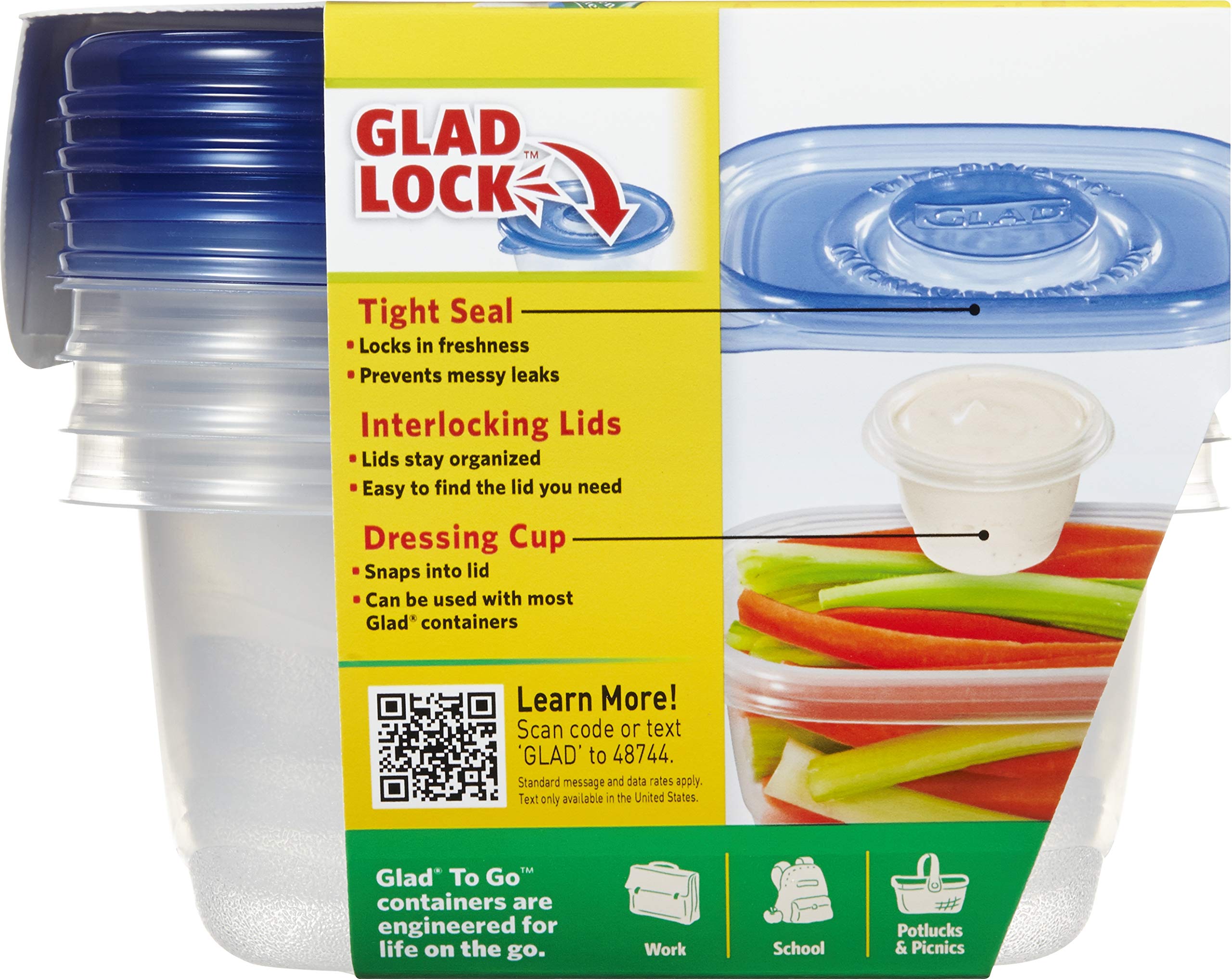 Foto 4 pulgar | Recipientes De Almacenamiento De Alimentos Glad To Go, Tamaño Mediano, 700 Ml, Paquete De 6 - Venta Internacional.