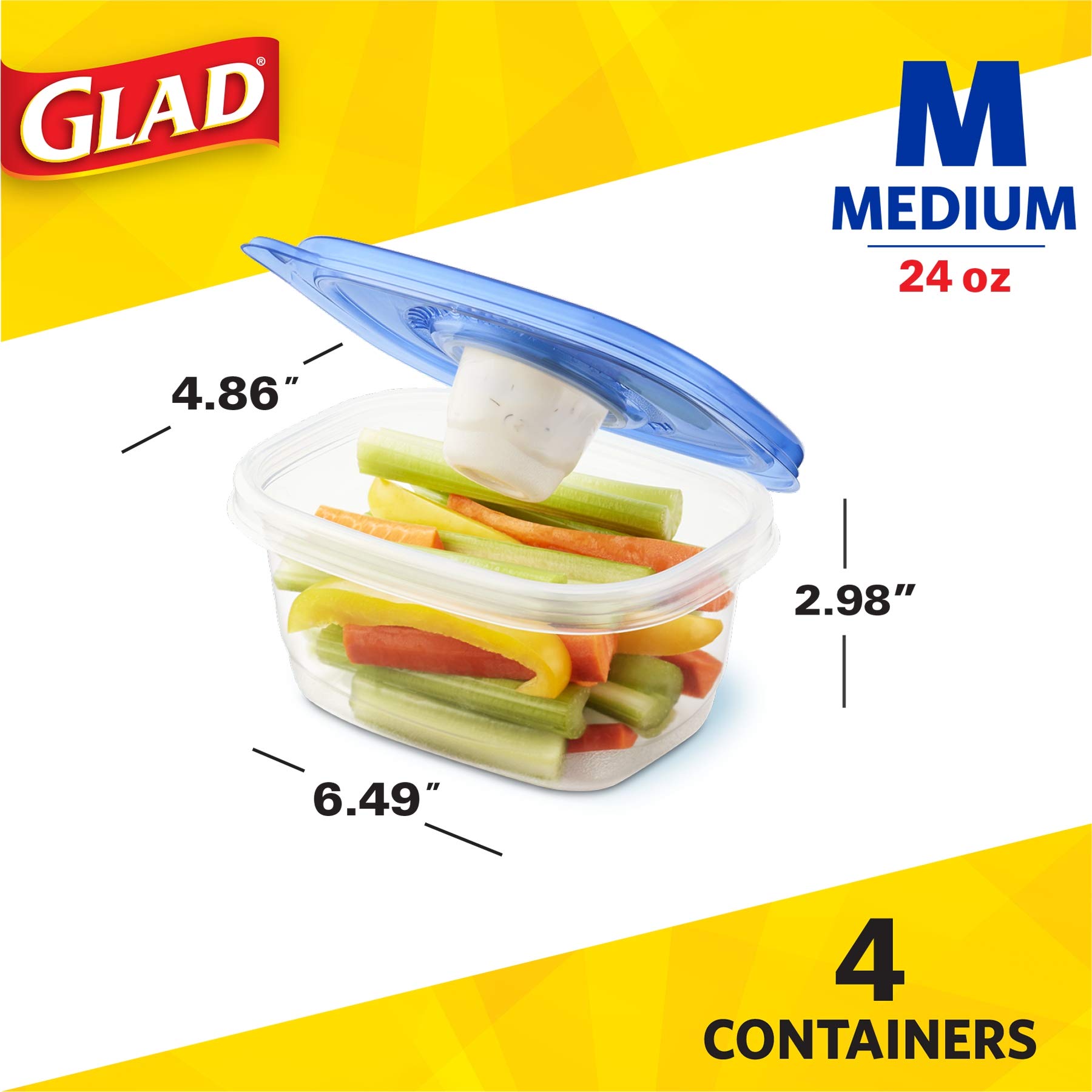 Foto 6 pulgar | Recipientes De Almacenamiento De Alimentos Glad To Go, Tamaño Mediano, 700 Ml, Paquete De 6 - Venta Internacional.