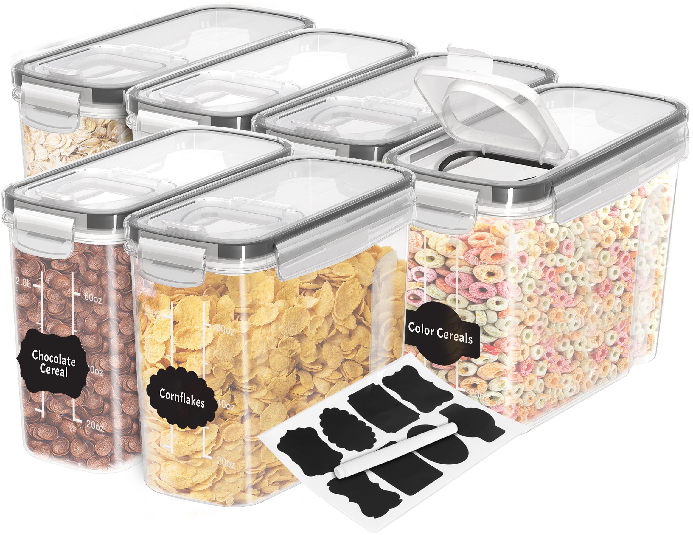 Recipientes Para Cereales Utopia Kitchen, 2 Litros (paquete De 6), Plástico Transparente - Venta Internacional.