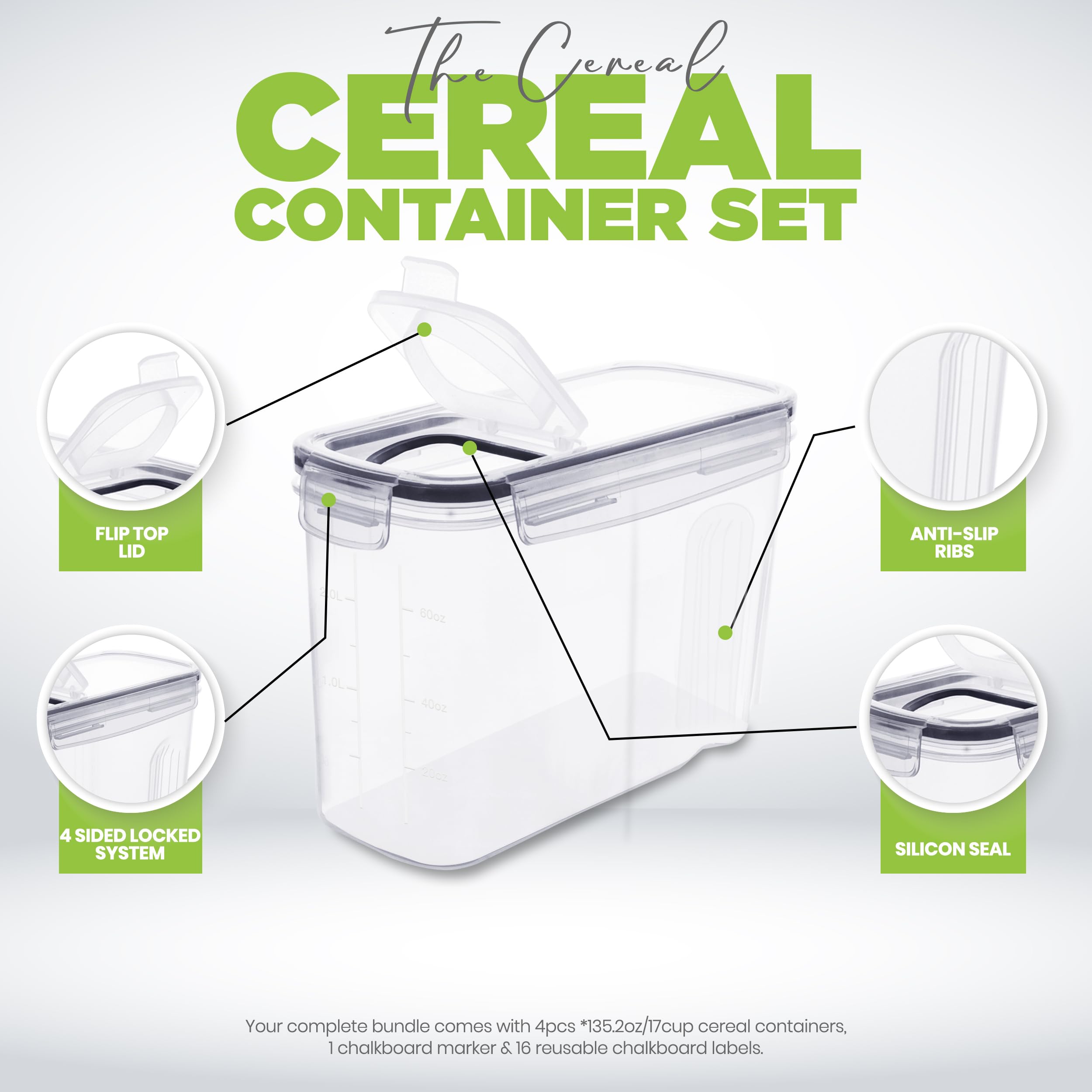 Foto 4 pulgar | Recipientes Para Cereales Utopia Kitchen, 2 Litros (paquete De 6), Plástico Transparente - Venta Internacional.