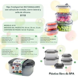 Foto 2 | Freshpod 10pc Praktipod Con Tapa Anti Fugas 8110