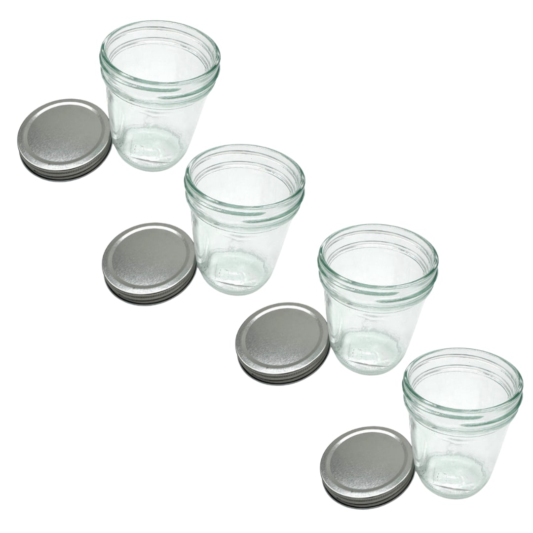 Set 4 Frascos Especieros De Vidrio Templado 500 Ml Con Tapas De Aluminio