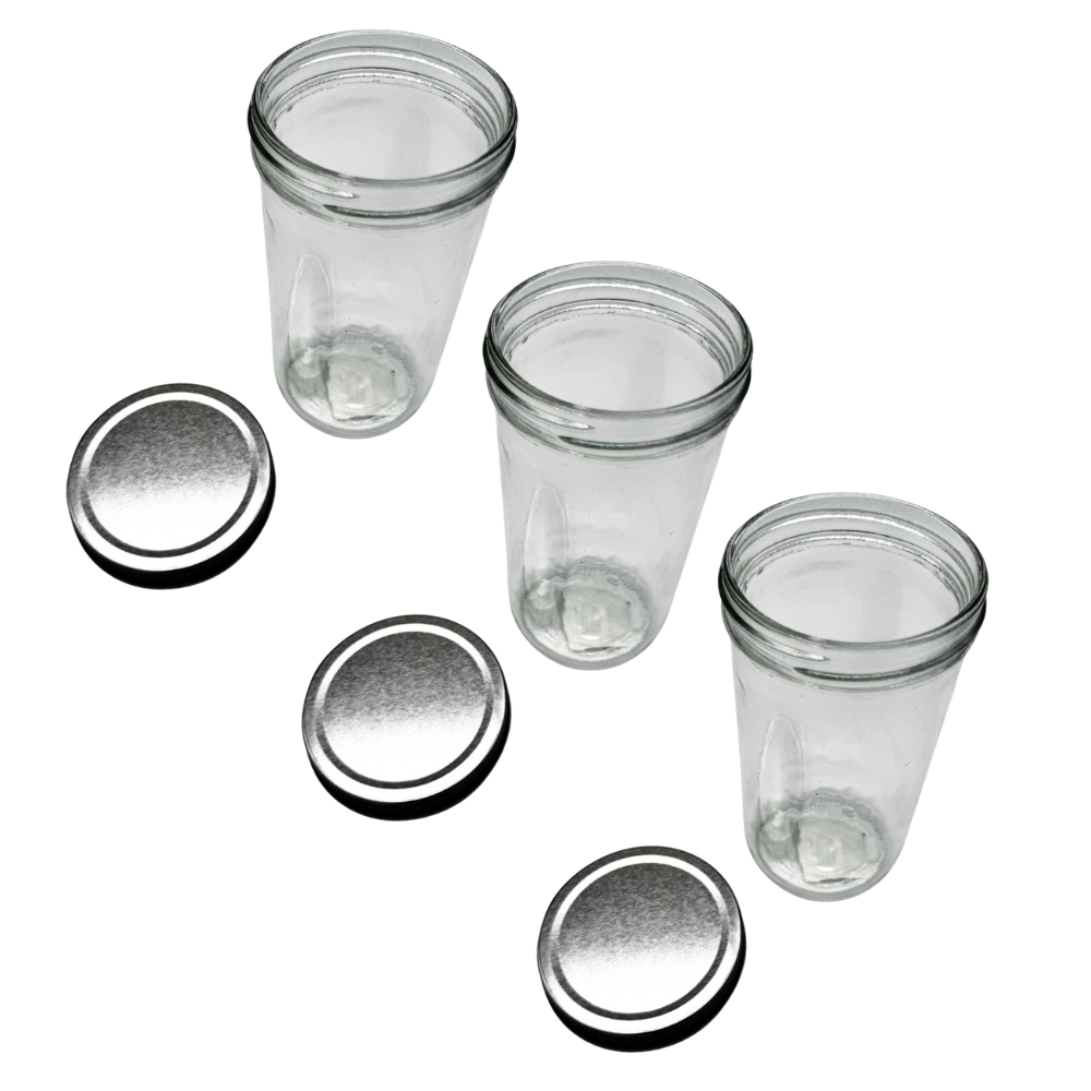 Set 3 Frascos Especieros De Vidrio Templado 650ml Con Tapas De Aluminio