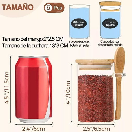 Foto 4 | 6 Frascos De Vidrio Especieros Xtellar Color Transparente