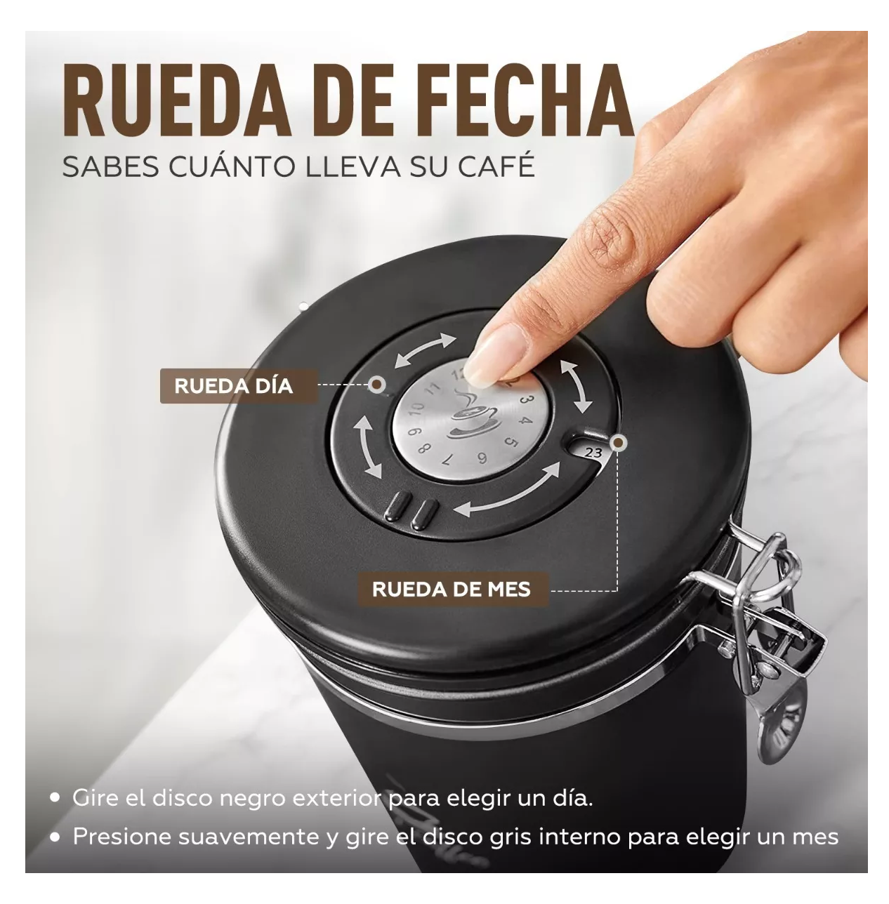 Foto 3 pulgar | Lata De Café Sellada Recipiente Grande Lata Hermética De Acero Inoxidable, Belug Negro