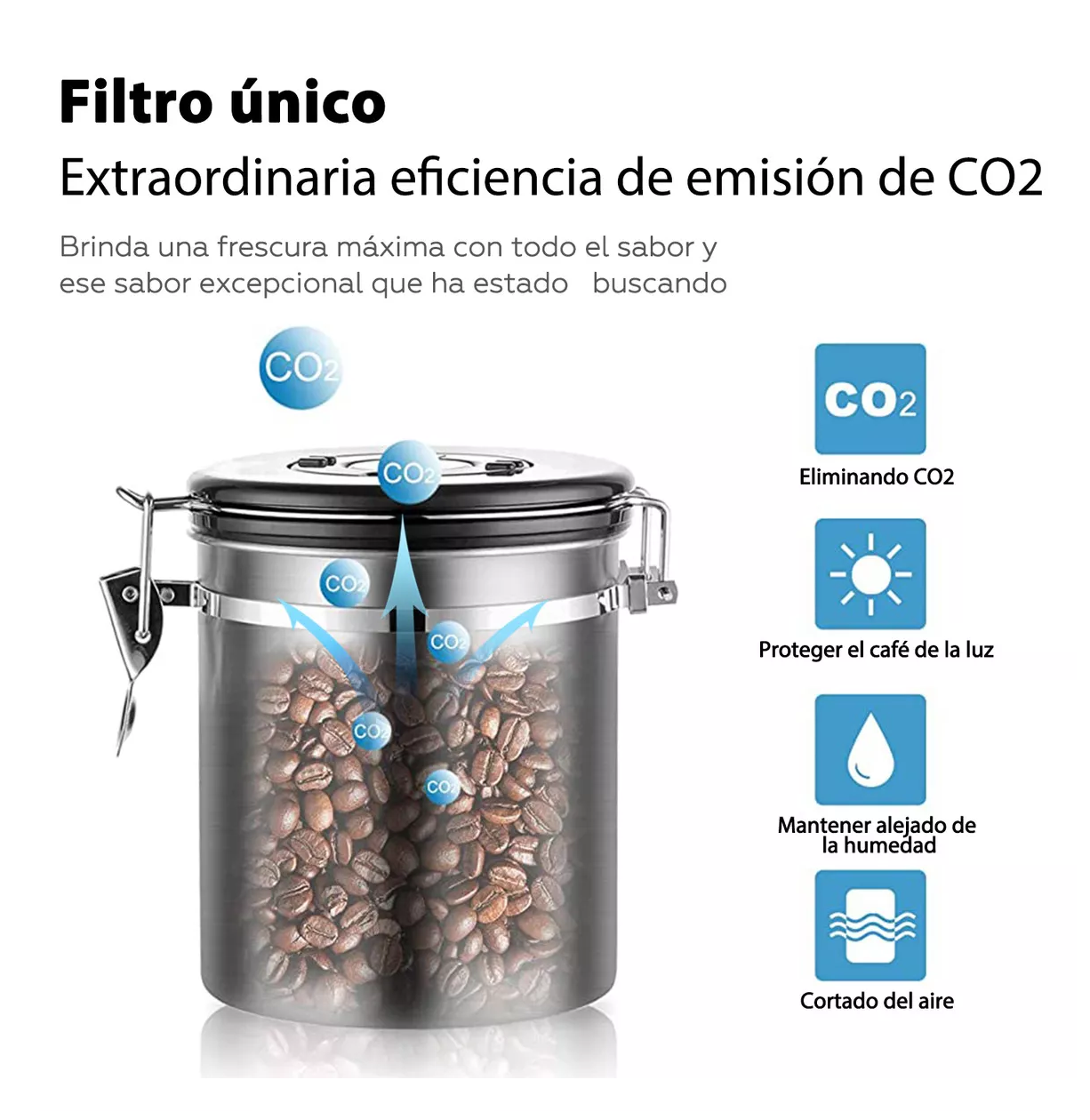 Foto 5 pulgar | Lata De Café Sellada Recipiente Grande Lata Hermética De Acero Inoxidable, Belug Negro