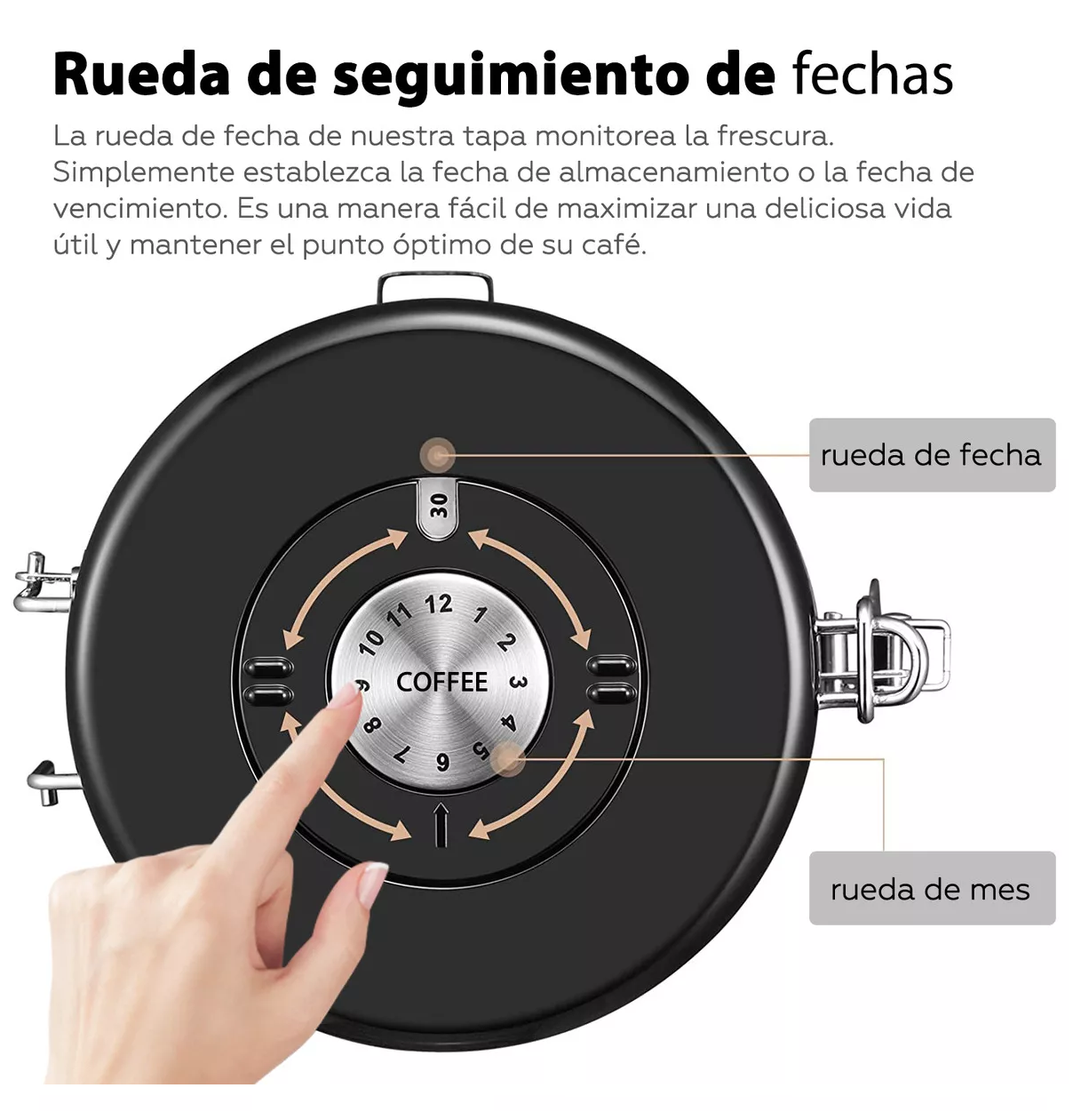 Foto 5 | Lata De Café Sellada Recipiente Grande Lata Hermética De Acero Inoxidable, Belug Negro