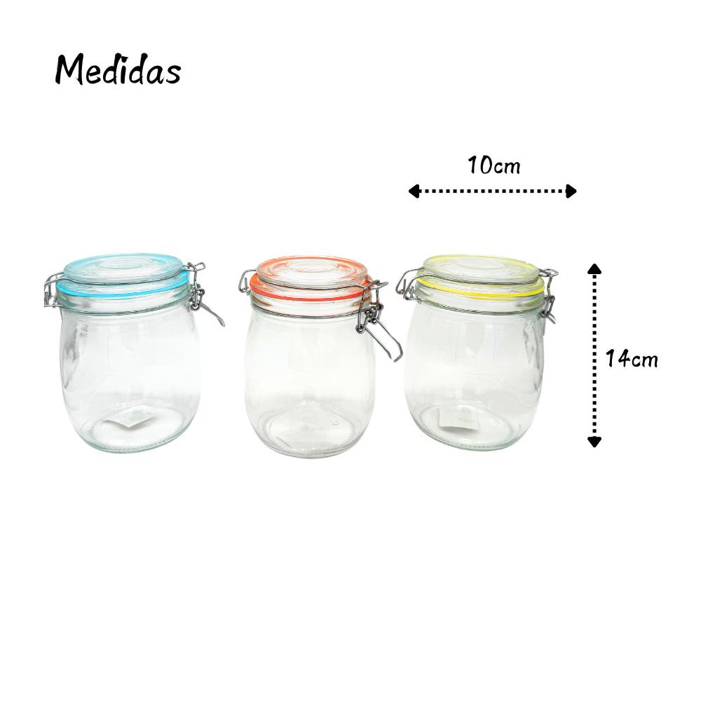 Foto 5 pulgar | Set 6 Frasco De Vidrio Hermético Contenedor Con Clip 750ml