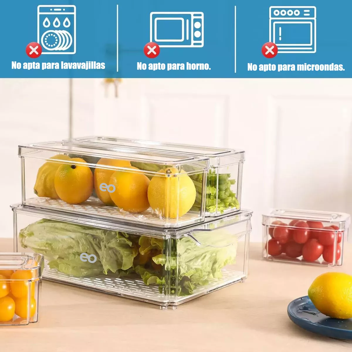 Foto 4 pulgar | Organizador Refrigerador Cocina Set 12 Contenedores Con Tapa Eo Safe Imports Esi-17607-1 Transparente