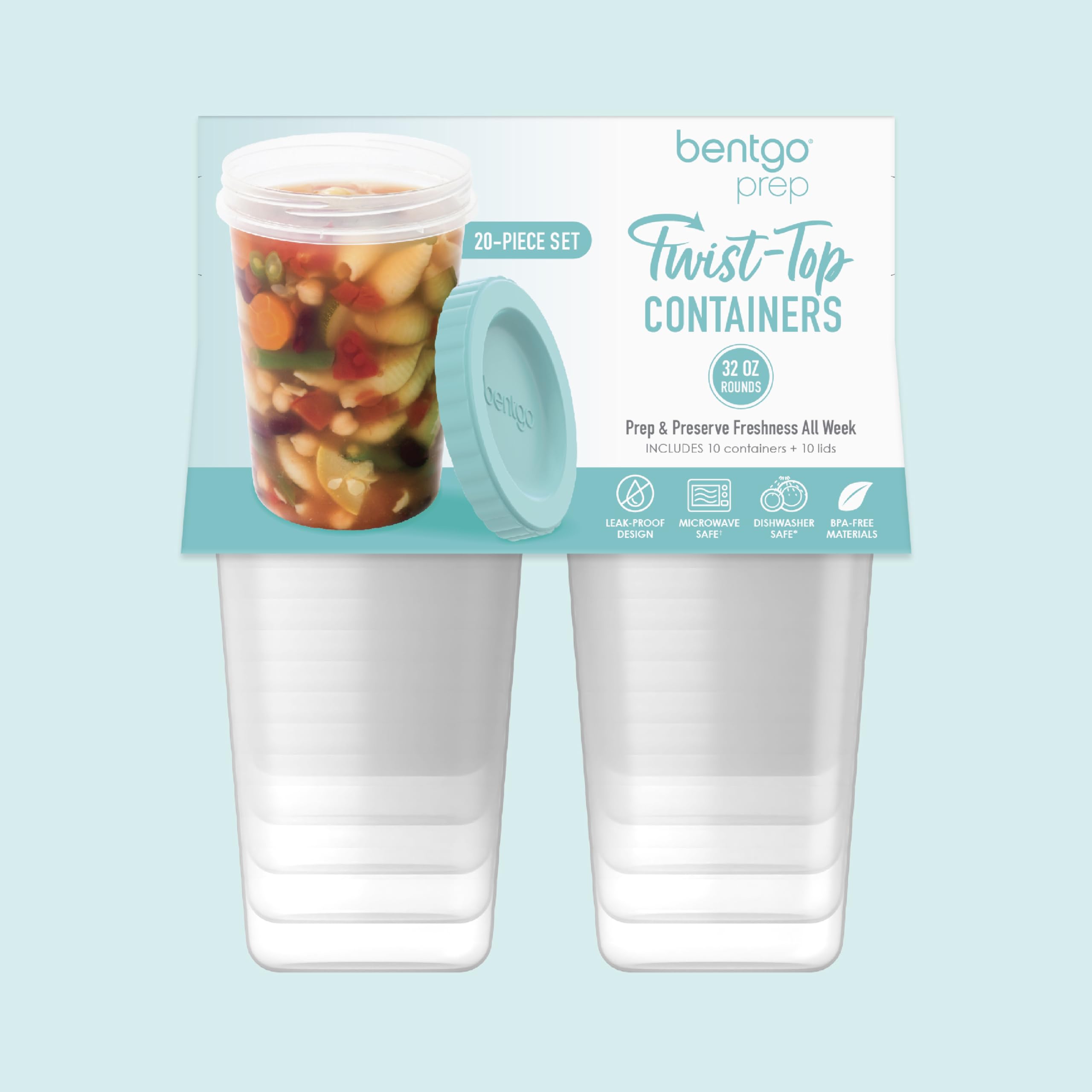Foto 7 | Contenedores De Delicatessen Bentgo Prep Para Almacenamiento De Alimentos, 20 Unidades, 946 Ml - Venta Internacional.