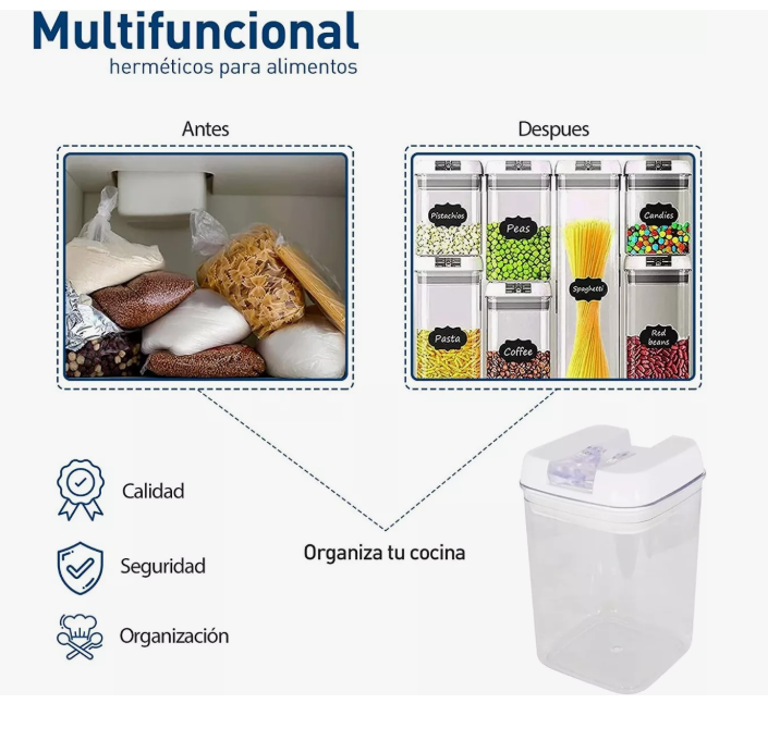 Foto 3 pulgar | Juego de 7 Recipientes Herméticos de Plástico Xtellar