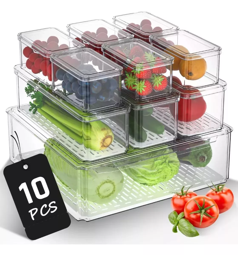 Foto 2 pulgar | Organizador De Refrigerador Xtellar Set 10 Contenedores Con Tapa Color Transparente