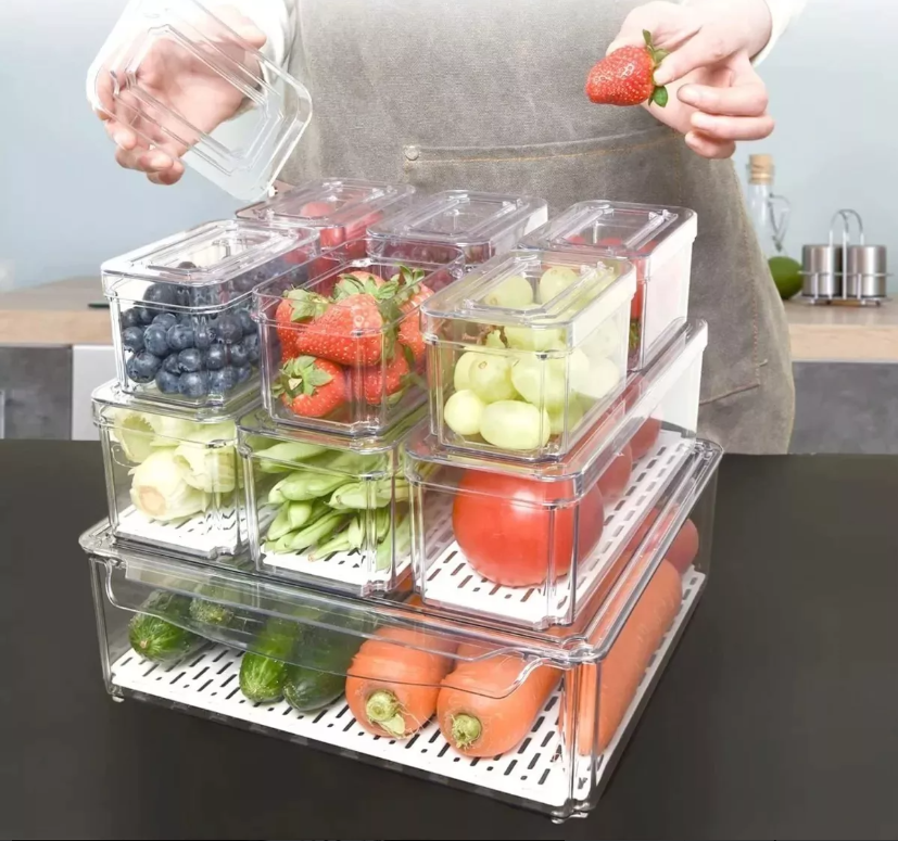 Foto 3 pulgar | Organizador De Refrigerador Xtellar Set 10 Contenedores Con Tapa Color Transparente
