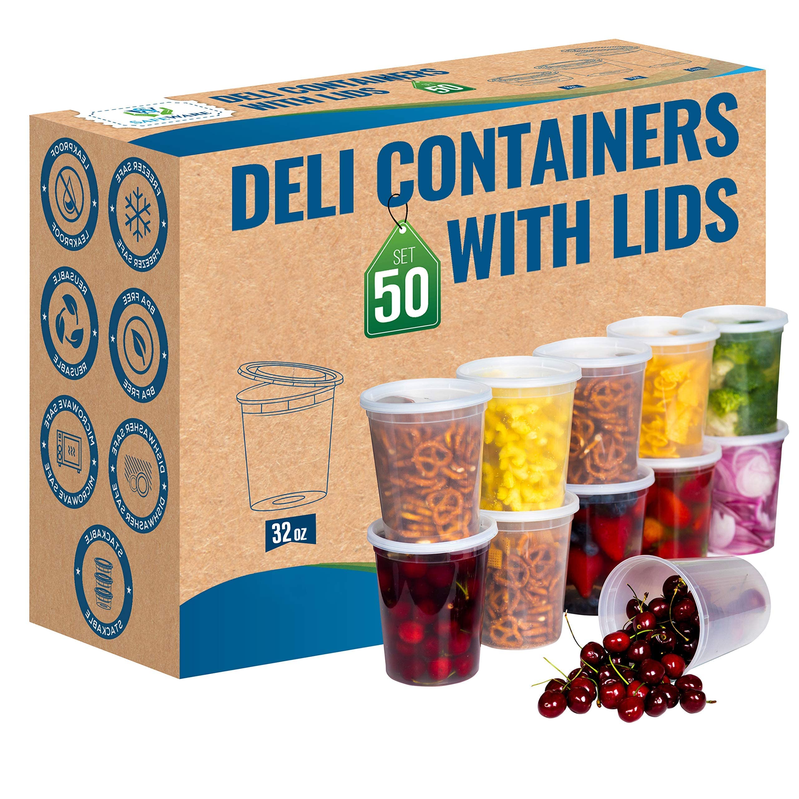 Foto 1 | Contenedores De Comida Safeware Deli, Tapas Herméticas De Plástico, 50 Juegos - Venta Internacional.
