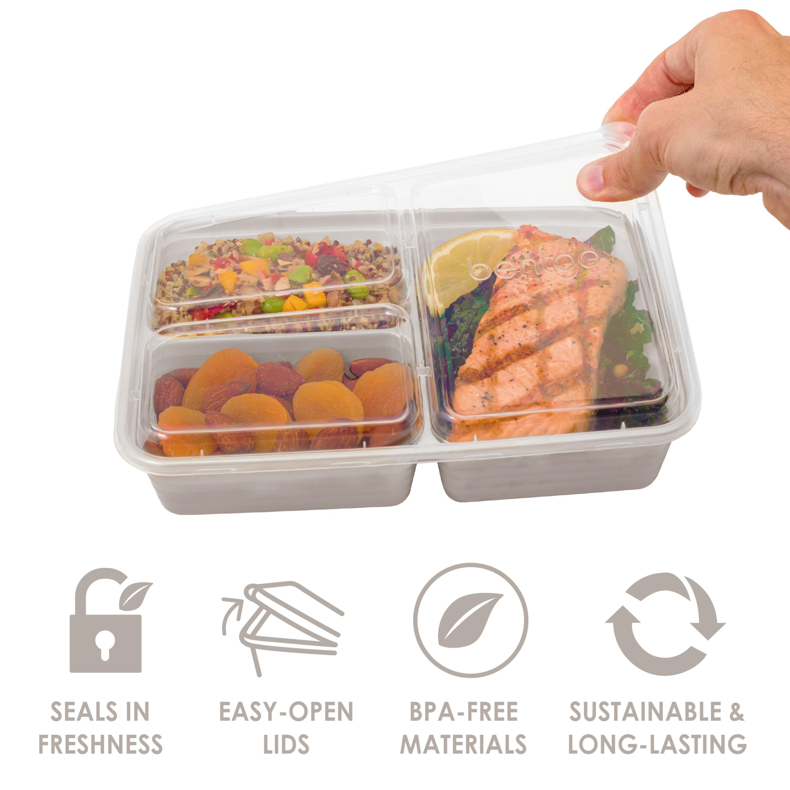 Foto 3 | Recipientes Para Preparación De Comidas Bentgo Prep, 20 Unidades, Sin Bpa, Color Gris - Venta Internacional.