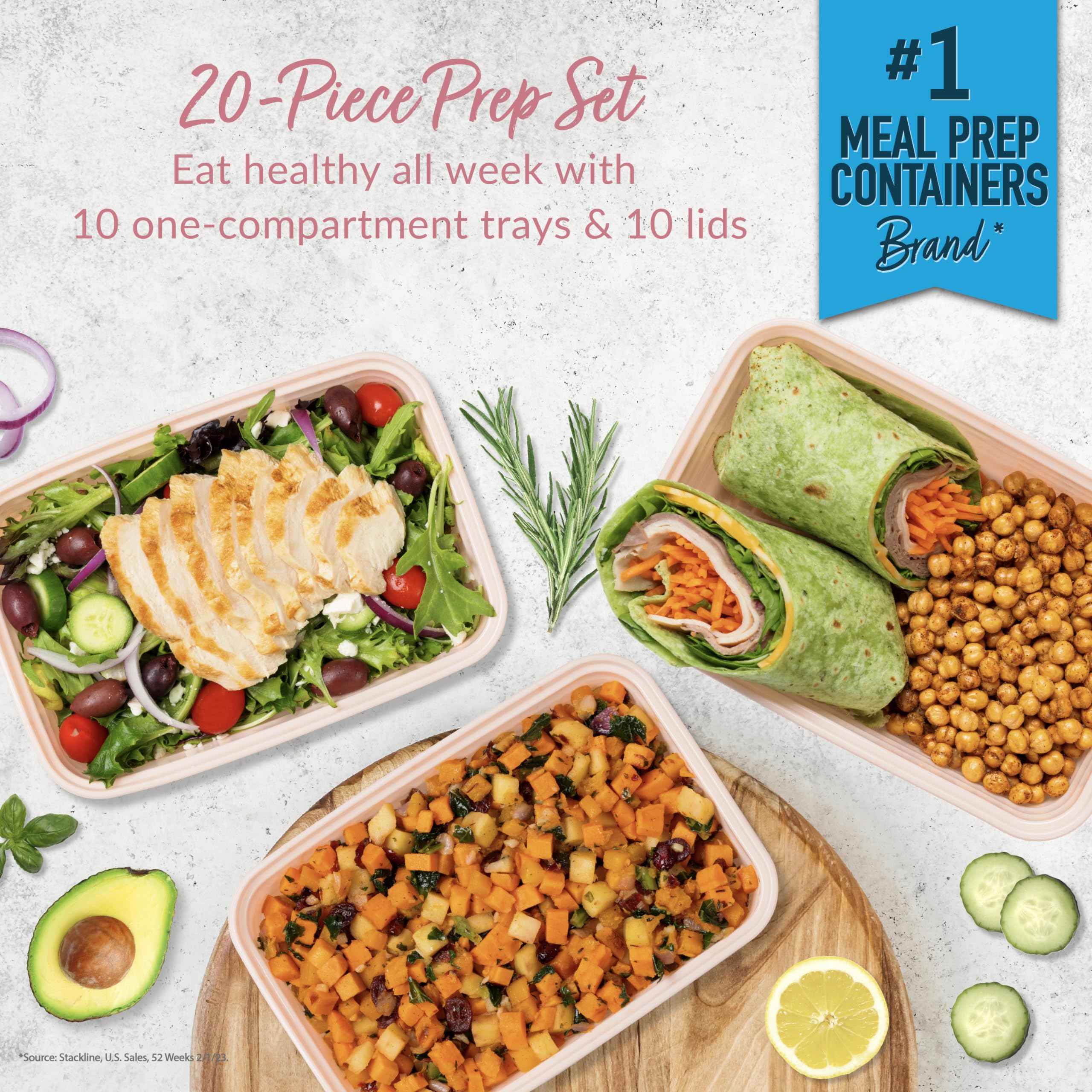 Foto 3 pulgar | Recipientes Para Preparación De Comidas Bentgo Prep, 1 Compartimento, 20 Piezas - Venta Internacional.