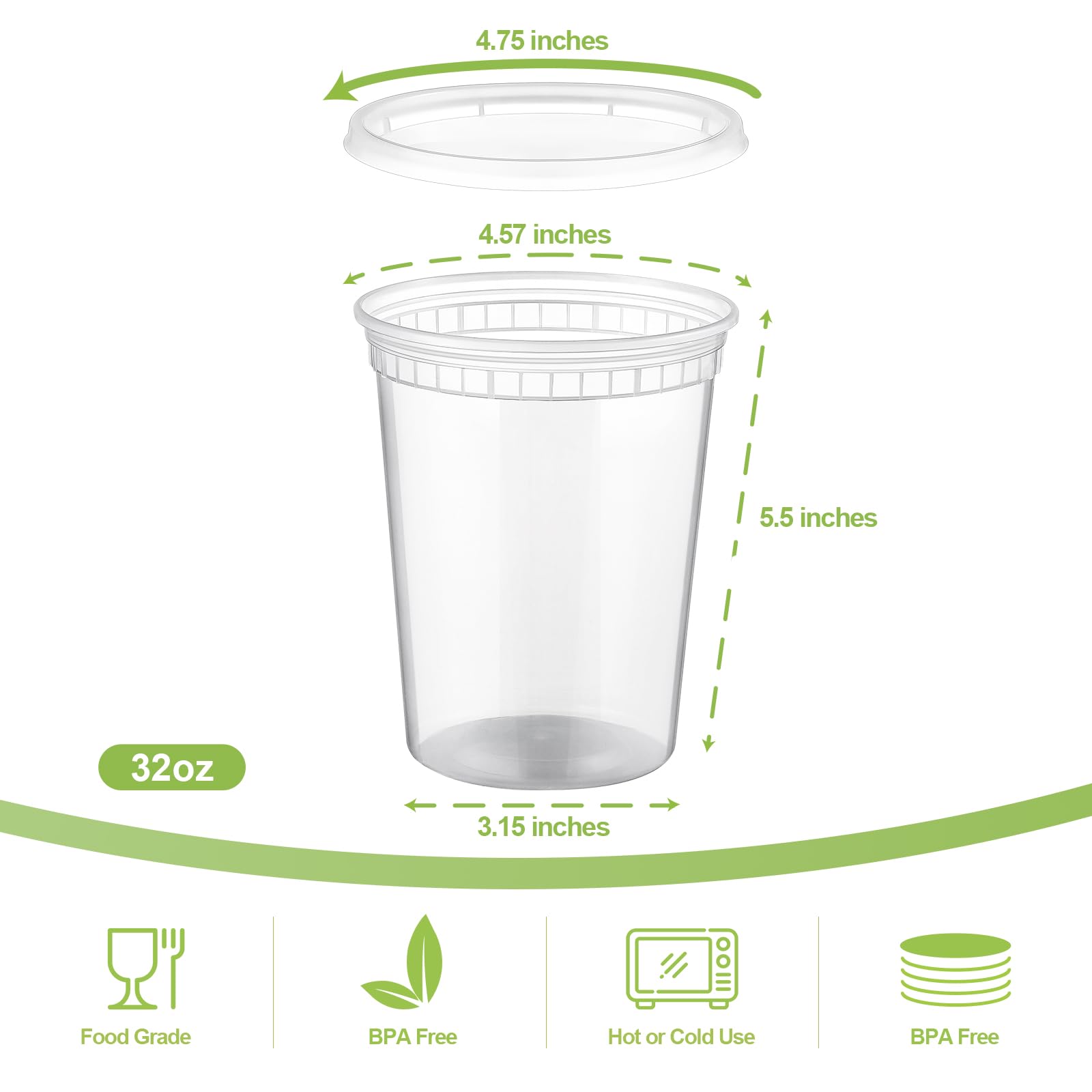 Foto 3 pulgar | Contenedores De Comida Aozita, 40 Juegos De Charcutería De Plástico De 950 Ml Con Tapas - Venta Internacional.
