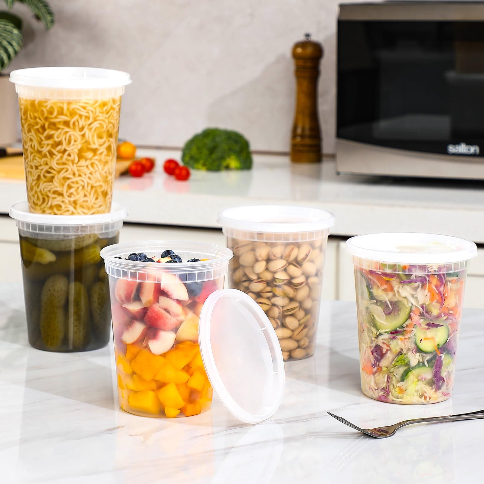 Foto 7 pulgar | Contenedores De Comida Aozita, 40 Juegos De Charcutería De Plástico De 950 Ml Con Tapas - Venta Internacional.