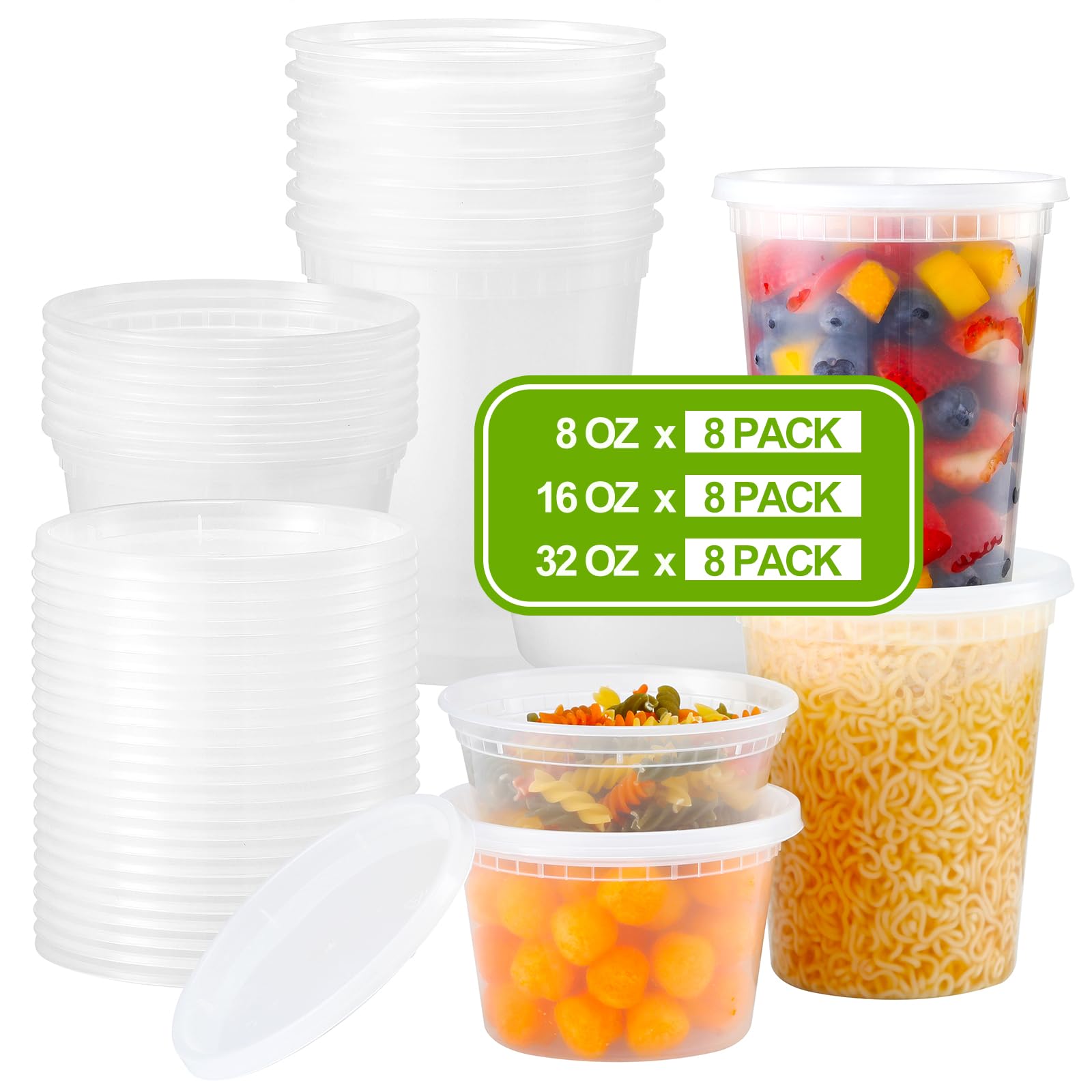 Foto 1 | Envases De Plástico Para Delicatessen Aozita, 8 Oz, 16 Oz, 32 Oz, 24 Juegos - Venta Internacional.