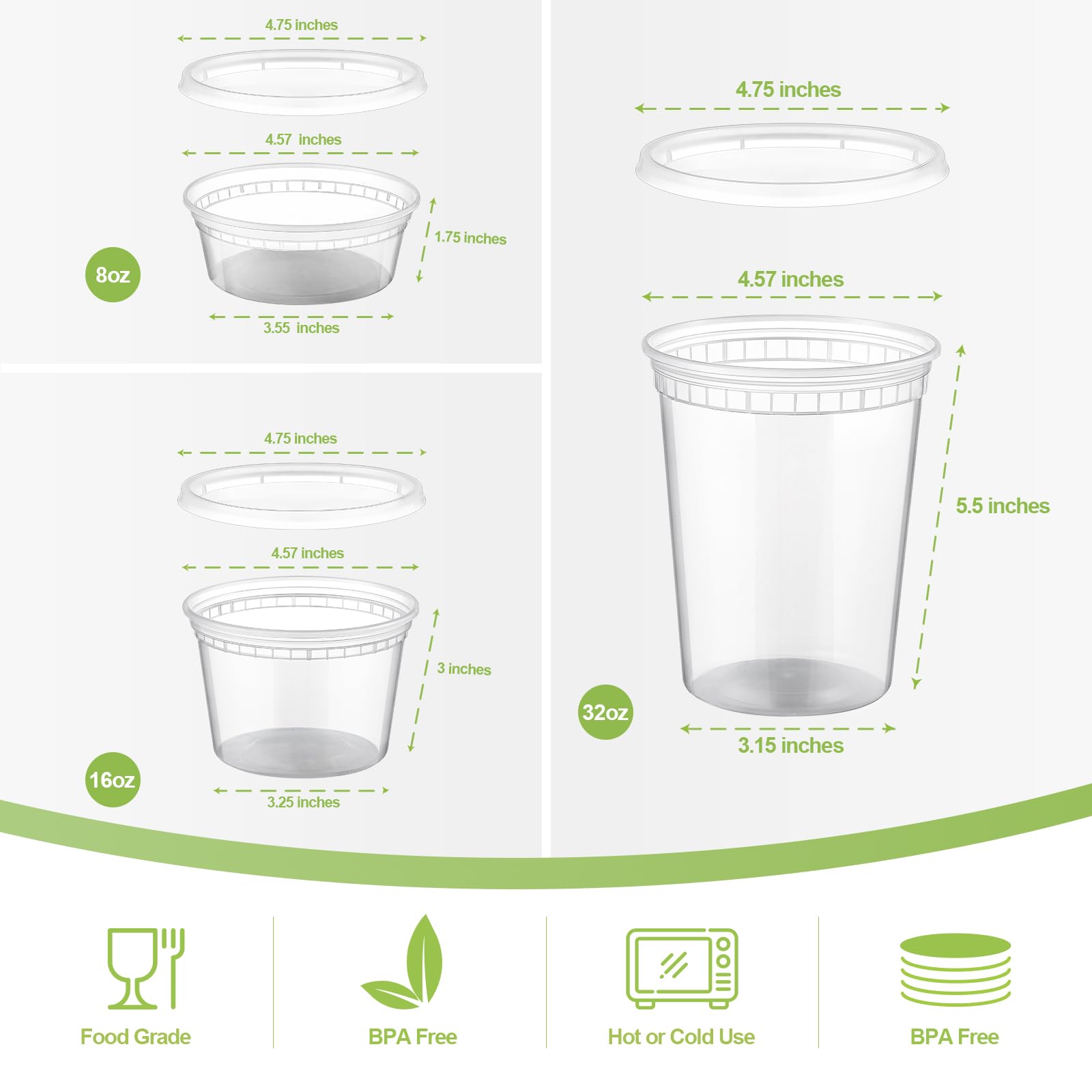Foto 3 pulgar | Envases De Plástico Para Delicatessen Aozita, 8 Oz, 16 Oz, 32 Oz, 24 Juegos - Venta Internacional.