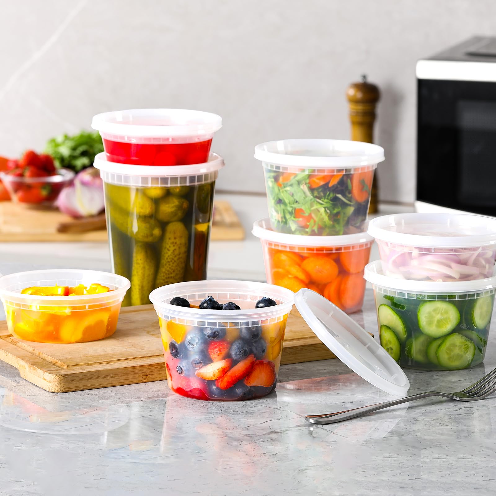 Foto 5 pulgar | Envases De Plástico Para Delicatessen Aozita, 8 Oz, 16 Oz, 32 Oz, 24 Juegos - Venta Internacional.