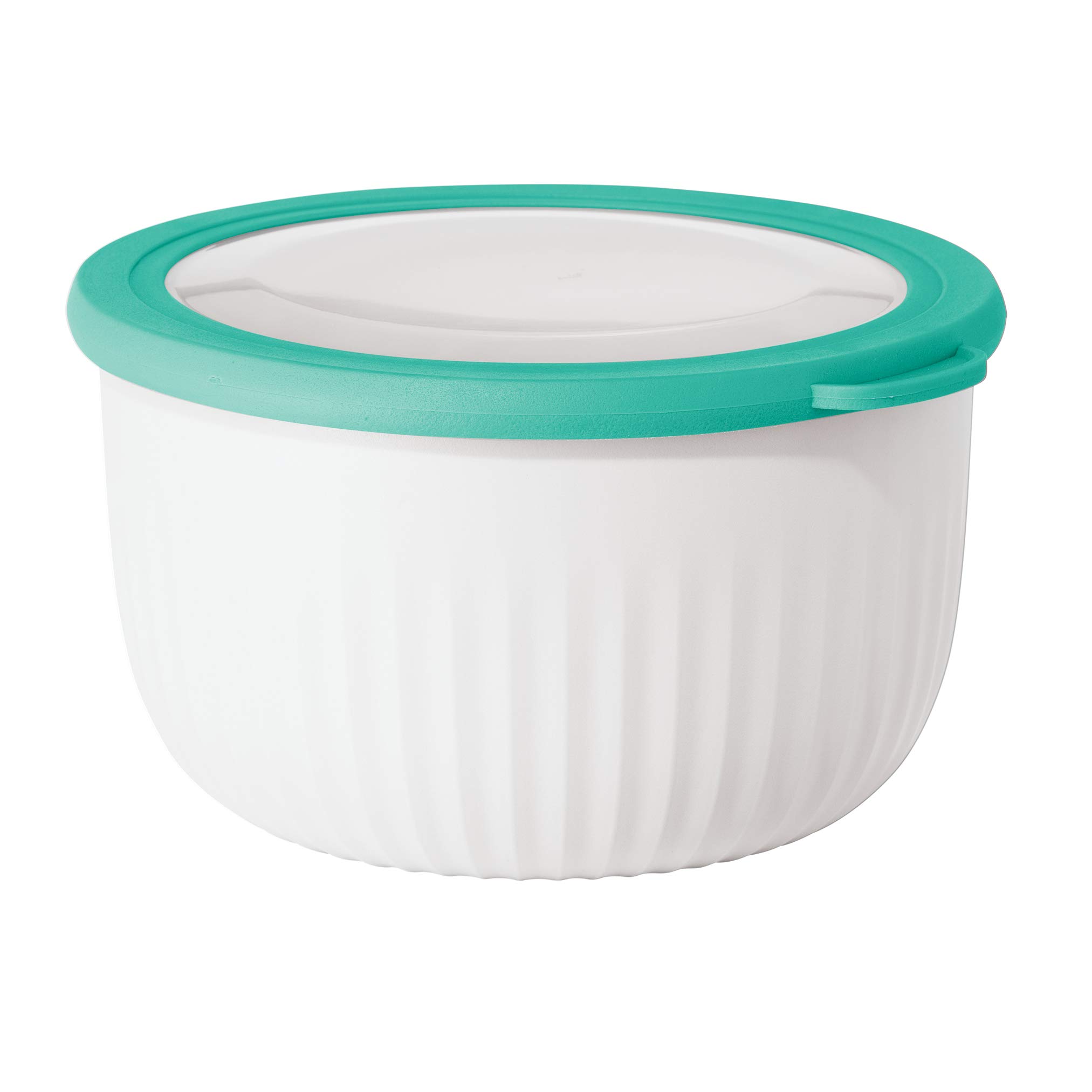 Cuenco De Plástico Oggi White/aqua De 2,5 L Con Tapa Para Preparar, Almacenar Y Servir - Venta Internacional.