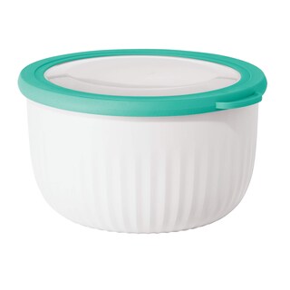 Foto 1 | Cuenco De Plástico Oggi White/aqua De 2,5 L Con Tapa Para Preparar, Almacenar Y Servir - Venta Internacional.