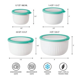 Foto 5 | Cuenco De Plástico Oggi White/aqua De 2,5 L Con Tapa Para Preparar, Almacenar Y Servir - Venta Internacional.
