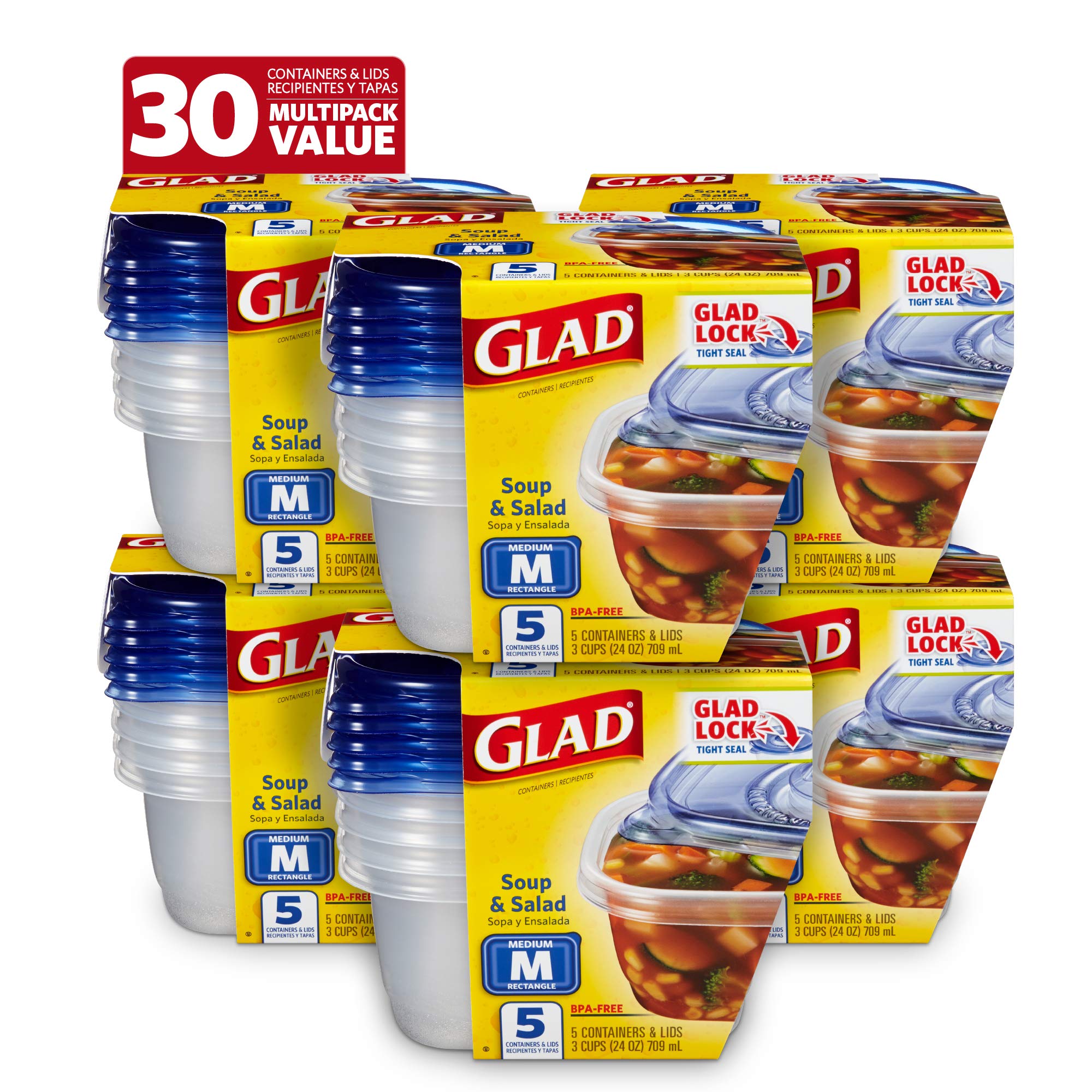 Recipientes De Almacenamiento De Alimentos Glad Soup & Salad, 700 Ml (paquete De 6) - Venta Internacional.