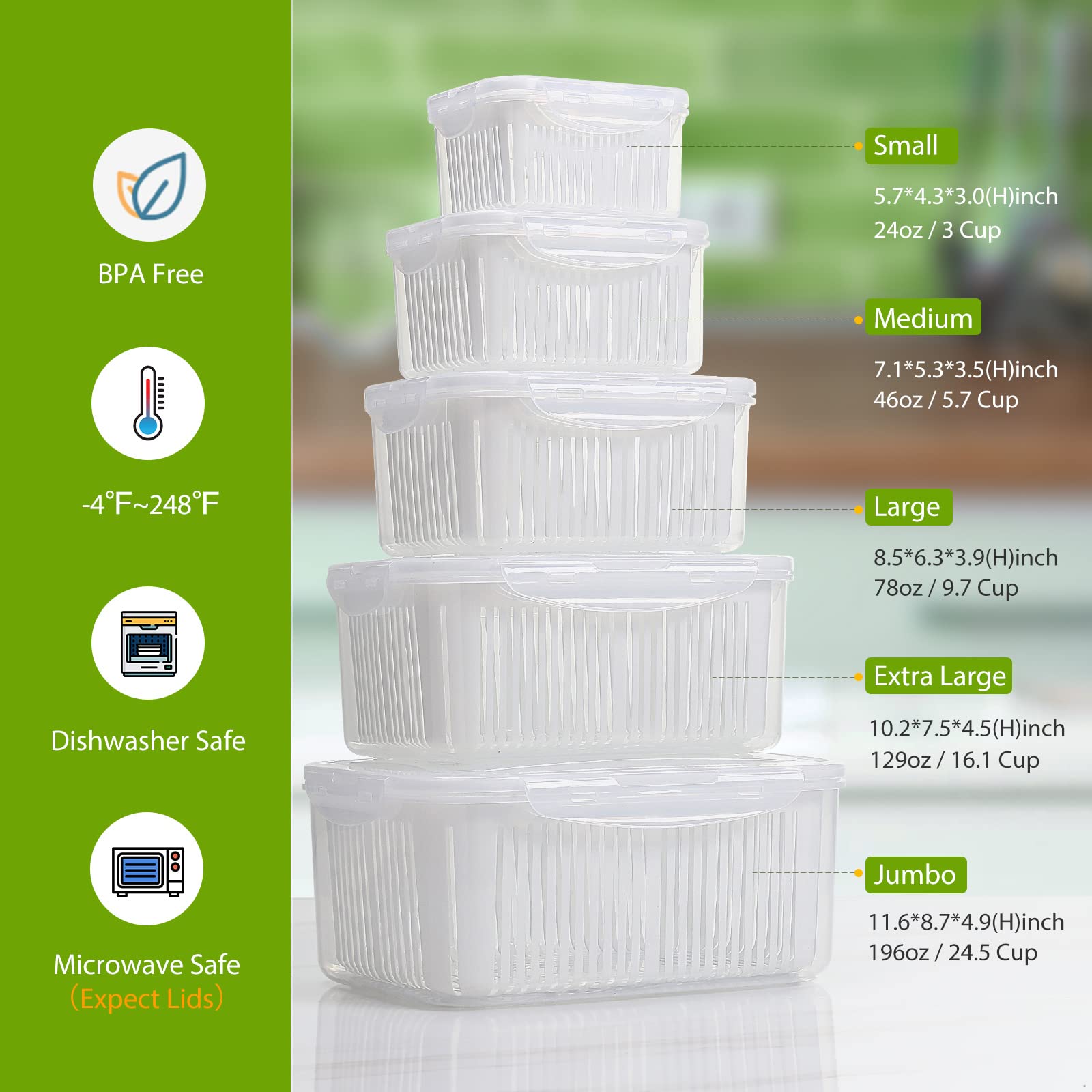 Foto 2 | Contenedores De Almacenamiento Luxear Más Grandes, 5 Paquetes, Sin Bpa - Venta Internacional.