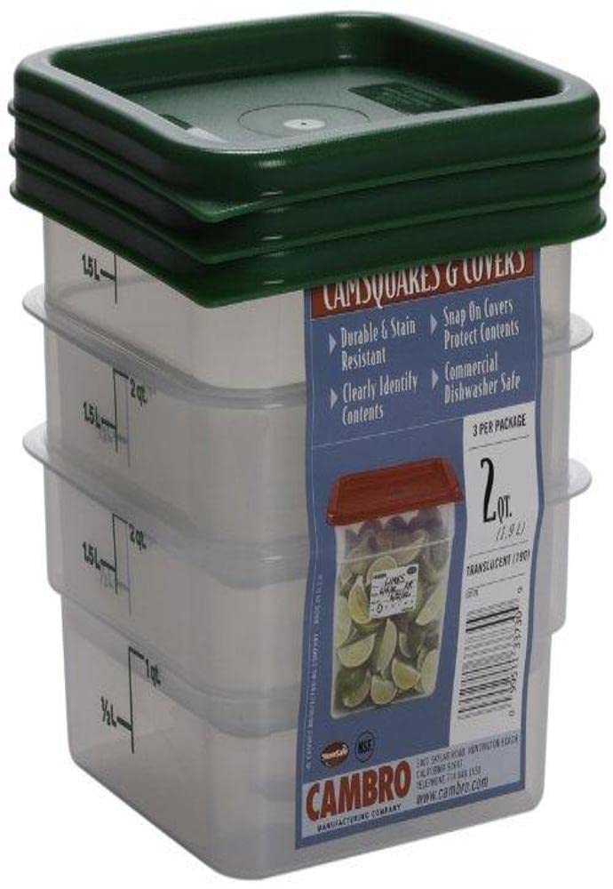 Contenedores De Almacenamiento De Alimentos Cambro, Juego De 3 Cuadrados De 2 Litros Con Tapas - Venta Internacional.