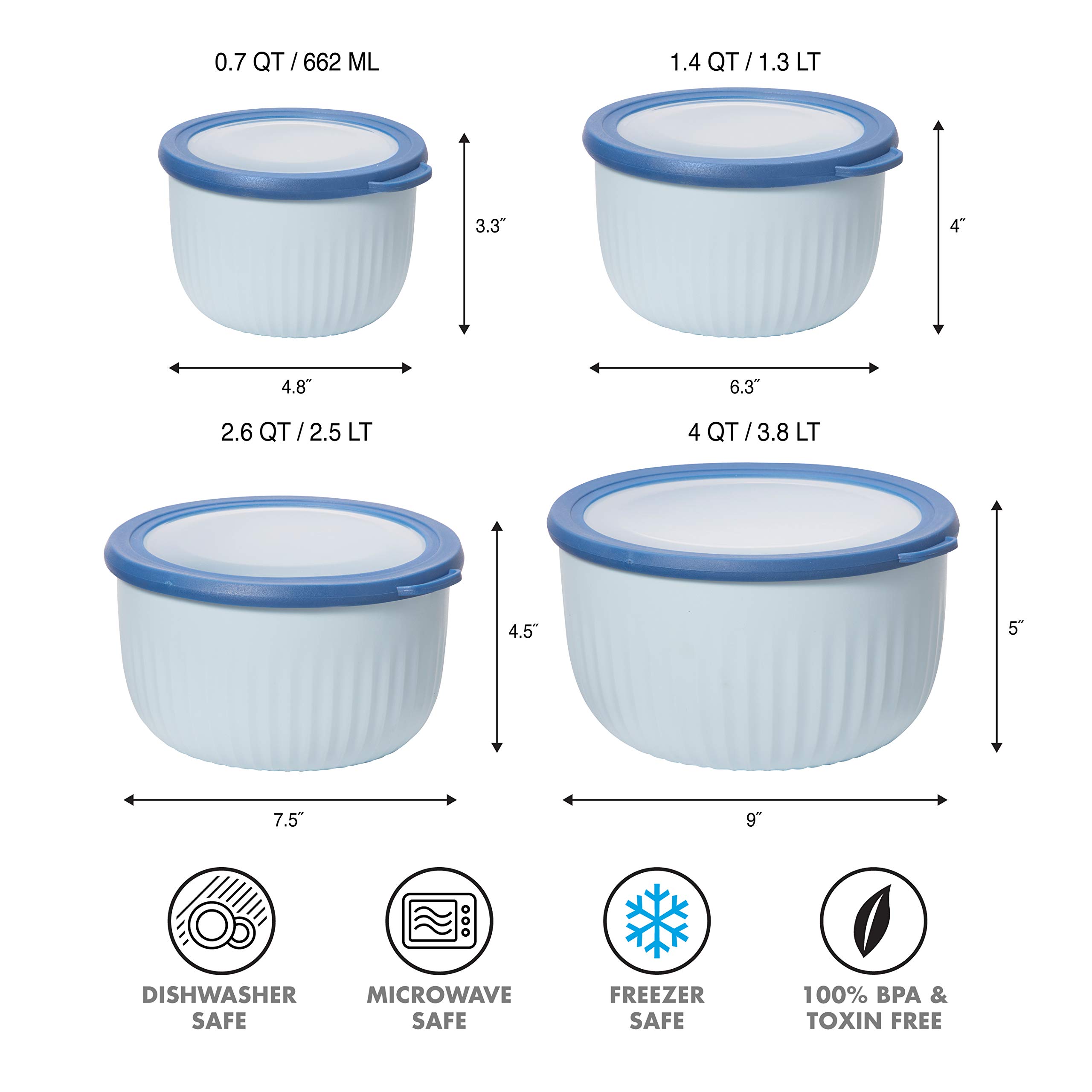 Foto 5 | Recipiente De Plástico Oggi Prep, Store & Serve De 4 Litros, Azul Con Tapa Azul Dk - Venta Internacional.