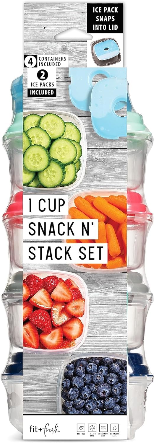 Foto 2 pulgar | Recipientes De Plástico Fit & Fresh De 240 Ml Con Tapas, Paquete De 4 Unidades Con Bolsas De Hielo - Venta Internacion