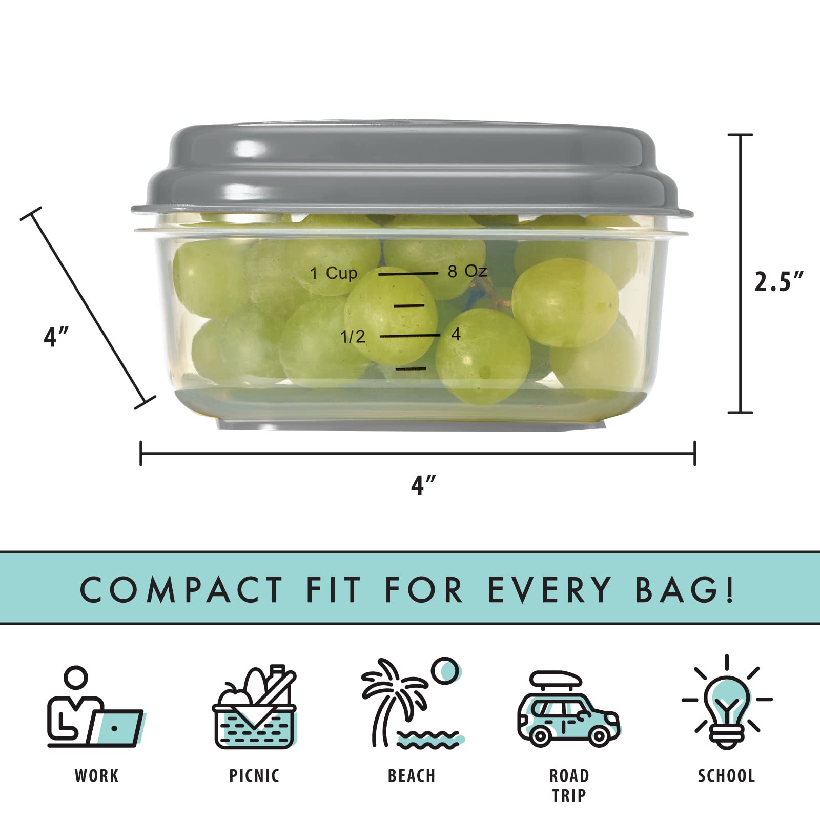 Foto 4 pulgar | Recipientes De Plástico Fit & Fresh De 240 Ml Con Tapas, Paquete De 4 Unidades Con Bolsas De Hielo - Venta Internacion
